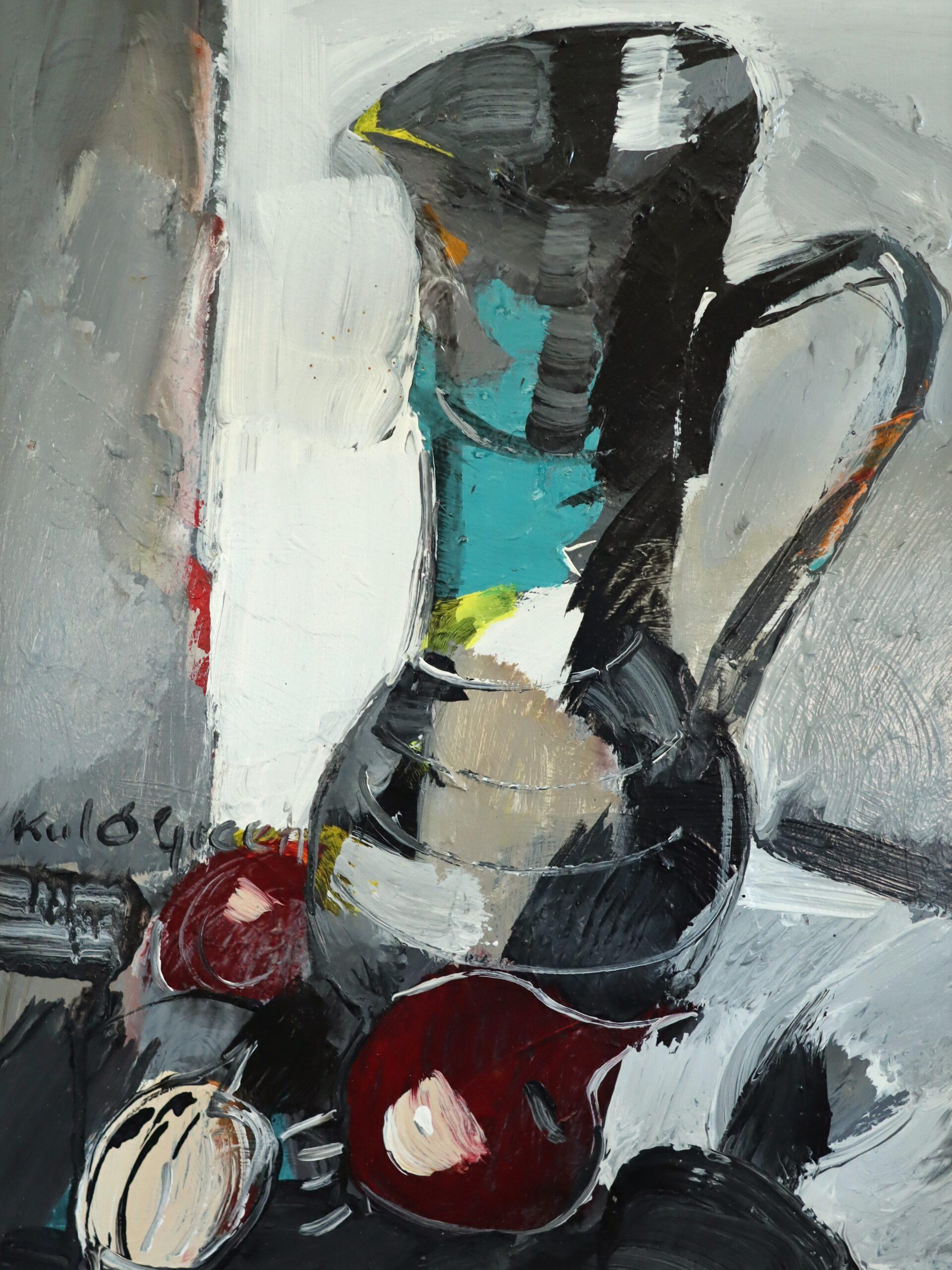 Mid Century Modern Swedish Still Life Oil Painting - Pitcher with Onions im Angebot 5