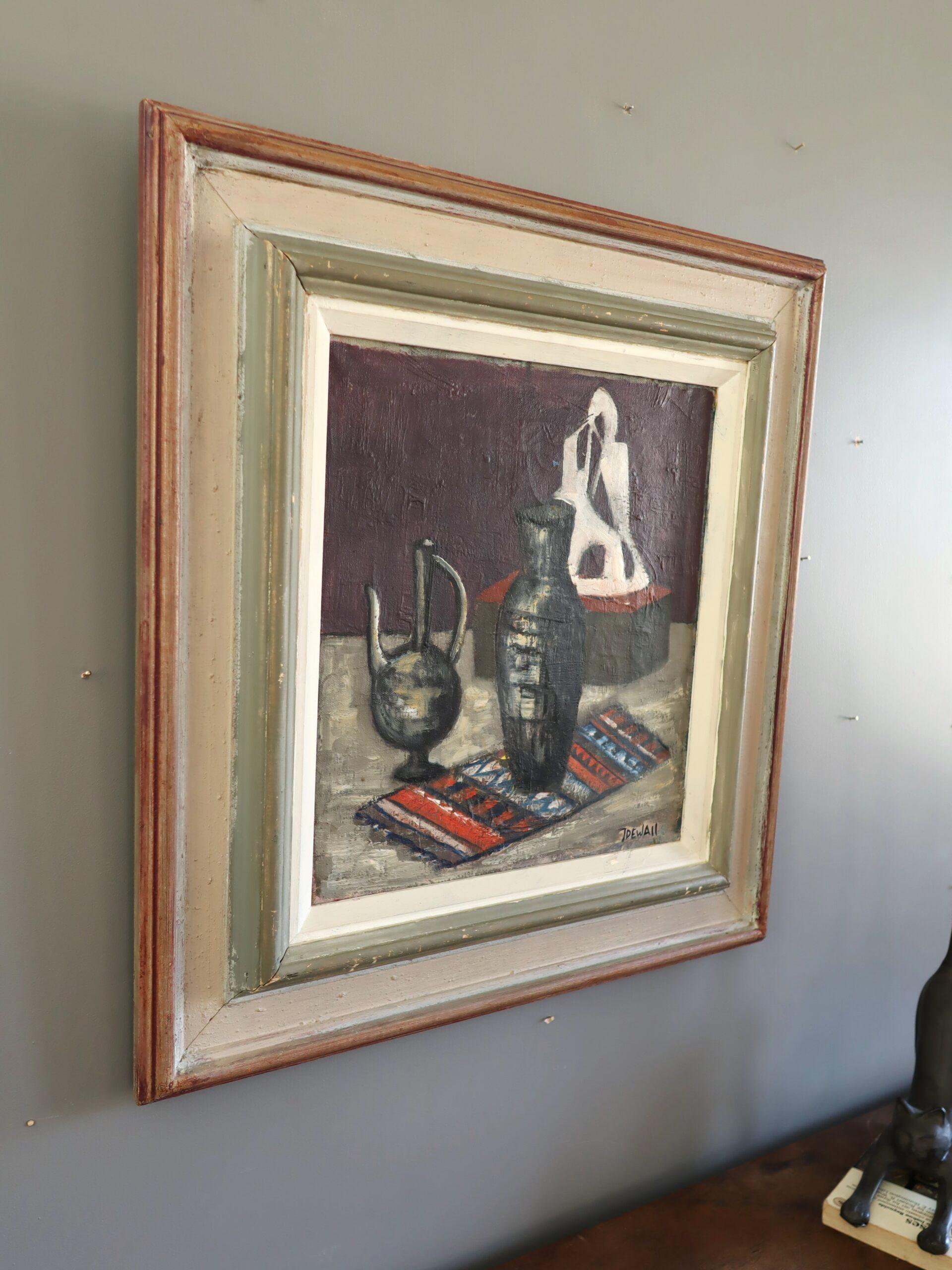 Nature morte suédoise du milieu du siècle - Vases et sculptures - Marron Still-Life Painting par Unknown