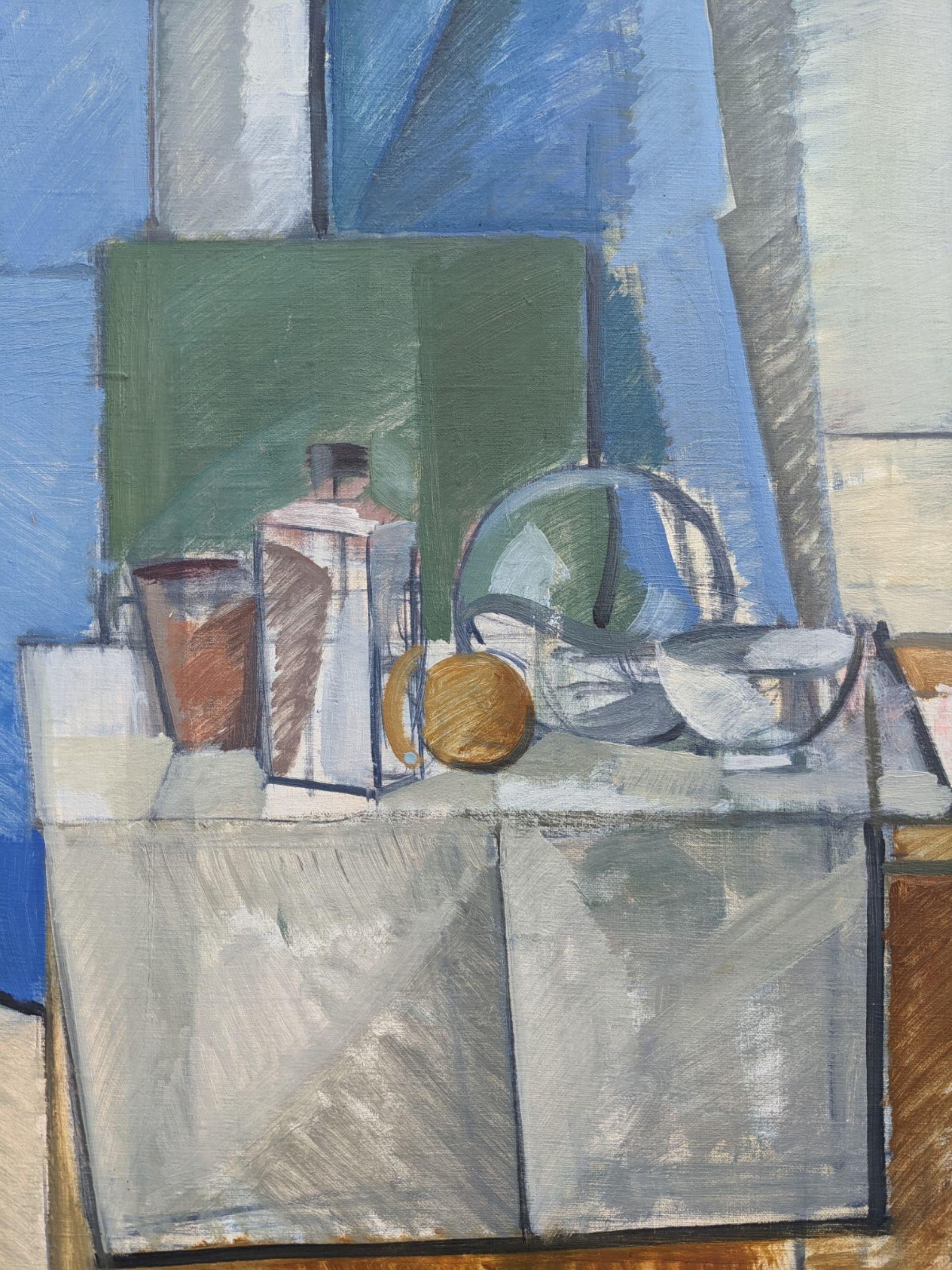 Peinture à l'huile suédoise moderne du milieu du siècle dernier « Nature morte avec réfraction » - Painting de Unknown