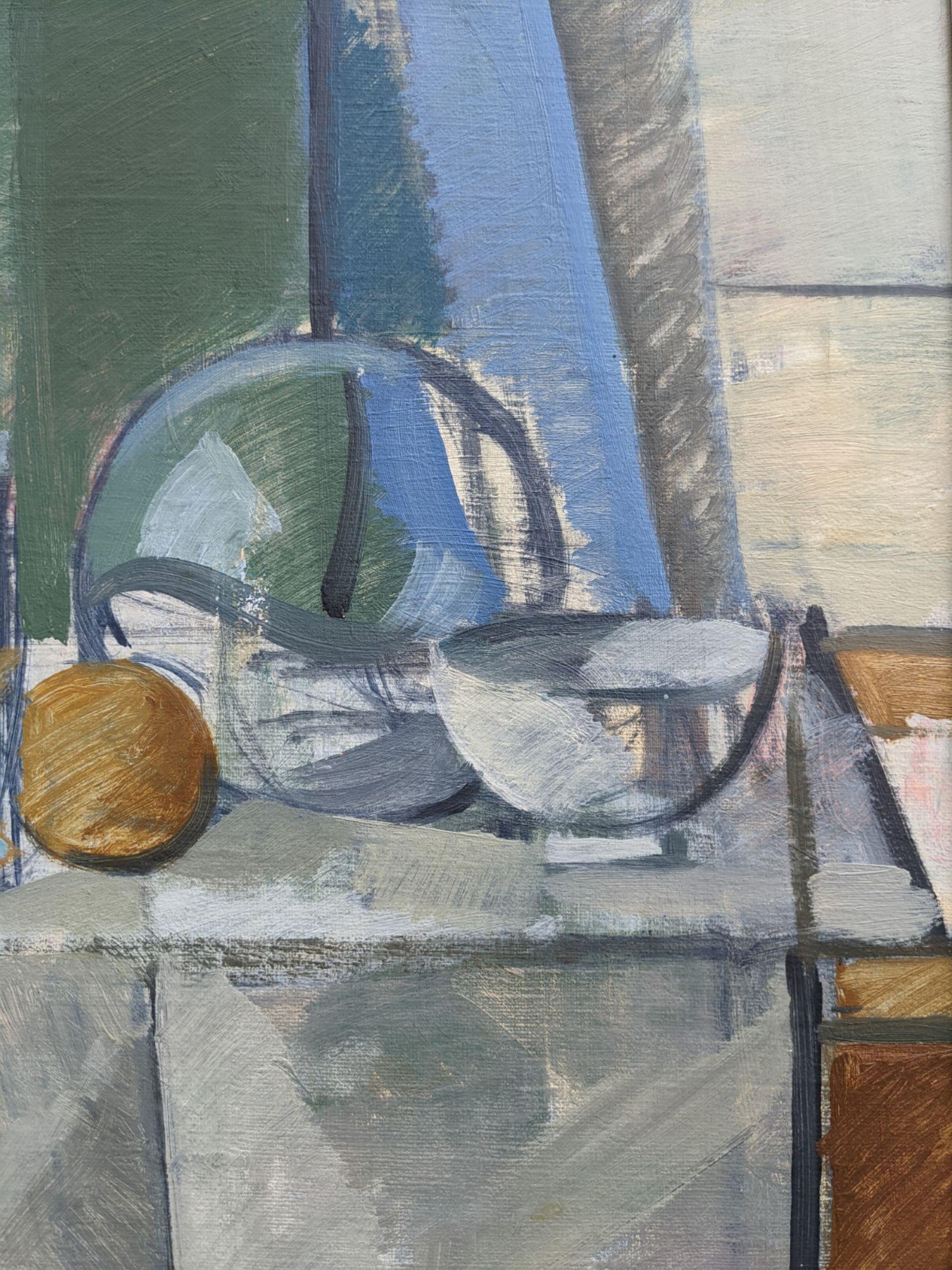 Peinture à l'huile suédoise moderne du milieu du siècle dernier « Nature morte avec réfraction » - Moderne Painting par Unknown