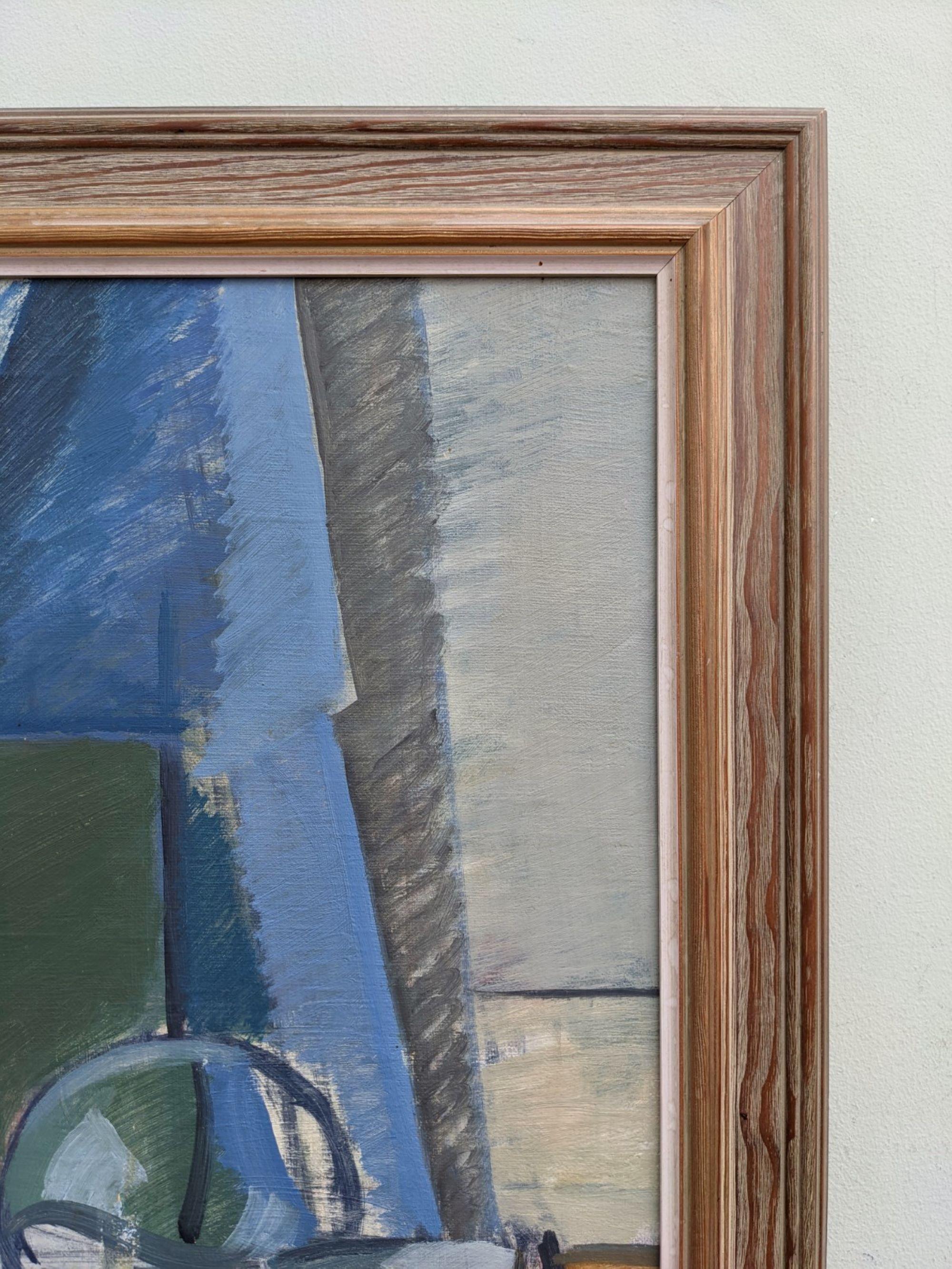 Peinture à l'huile suédoise moderne du milieu du siècle dernier « Nature morte avec réfraction » 1