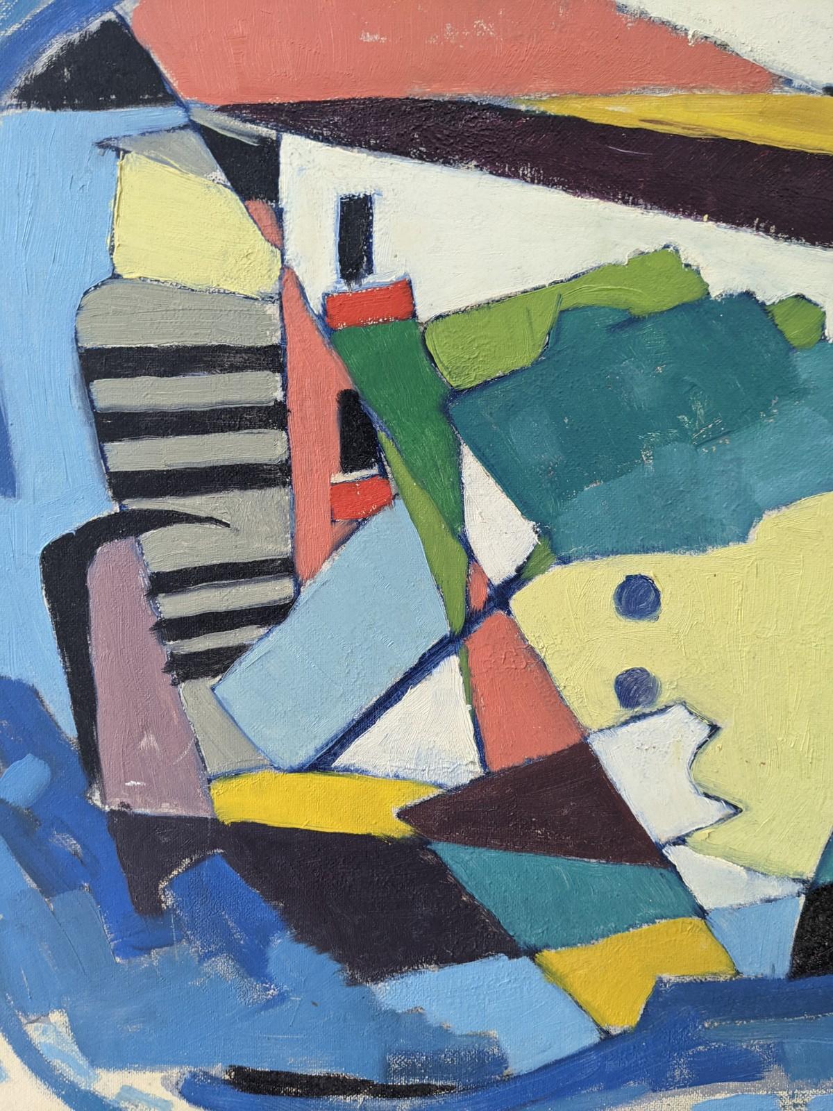 Pittura ad olio svedese d'epoca con cornice - Casa cubista, incorniciata - Painting di Unknown