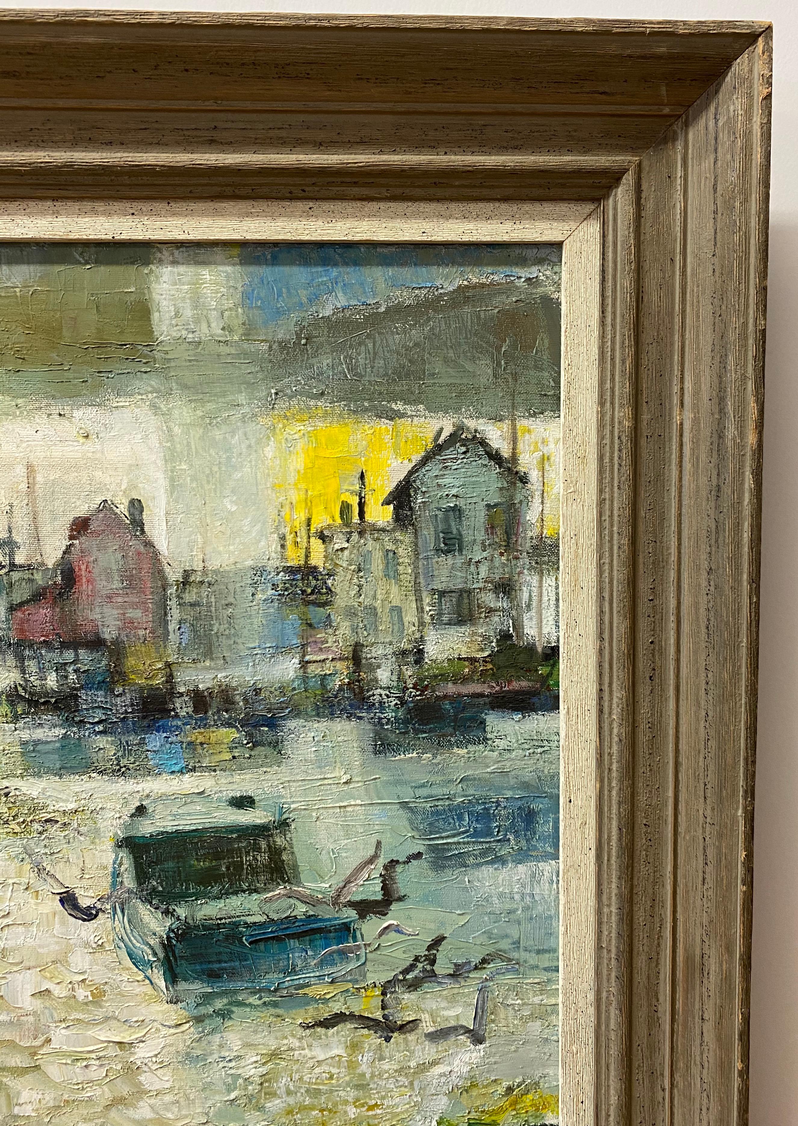 Mid Century Modern Three Figures Dockside Oil Painting c.1950s

Fine mid century oil painting

Signed in the lower right corner - Possibly 