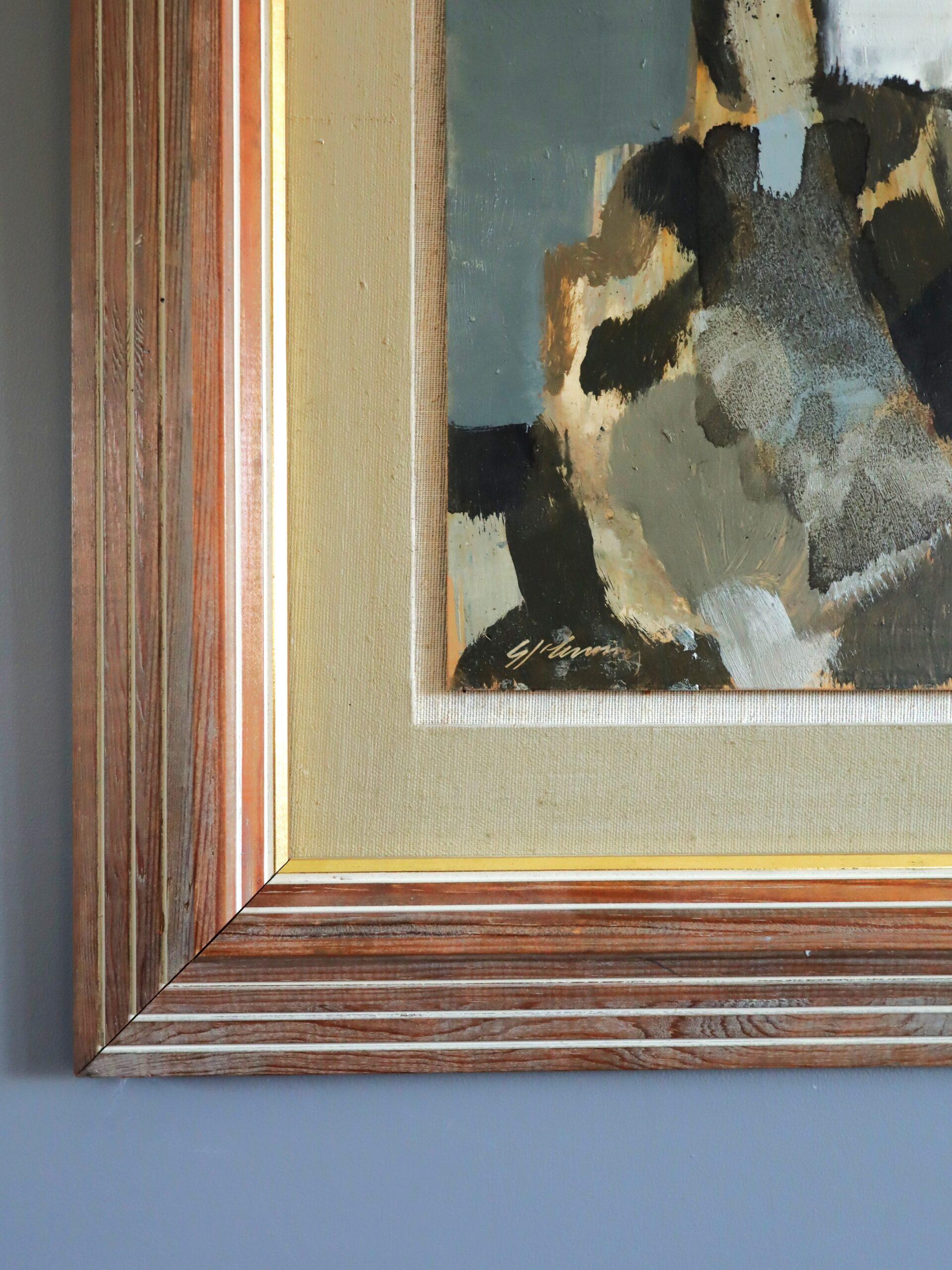 Abstraktes figuratives Ölgemälde - Abstraktes Trio, Mid-Century Modern, Vintage im Angebot 2