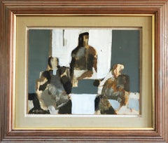 Mid-Century Modern Vintage Abstract Figurative Oil Painting - Abstract Trio