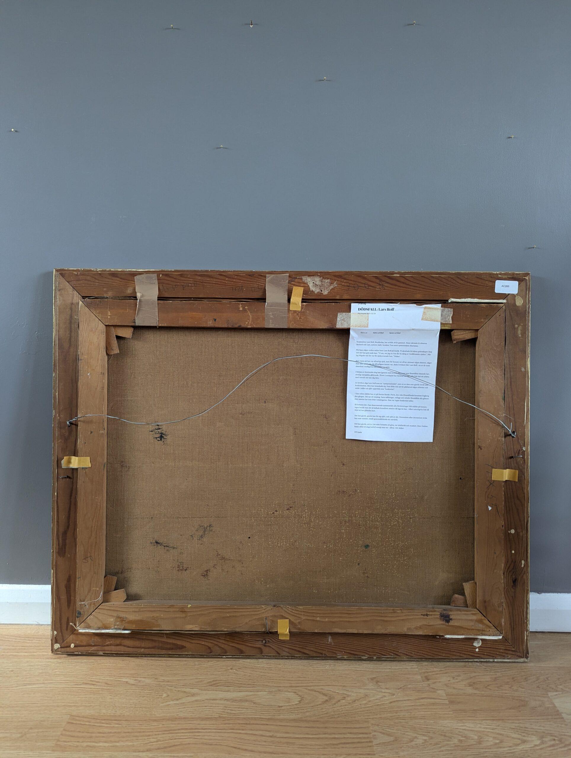 Pittura ad olio di paesaggio astratto vintage di metà secolo - Case in collina in vendita 8