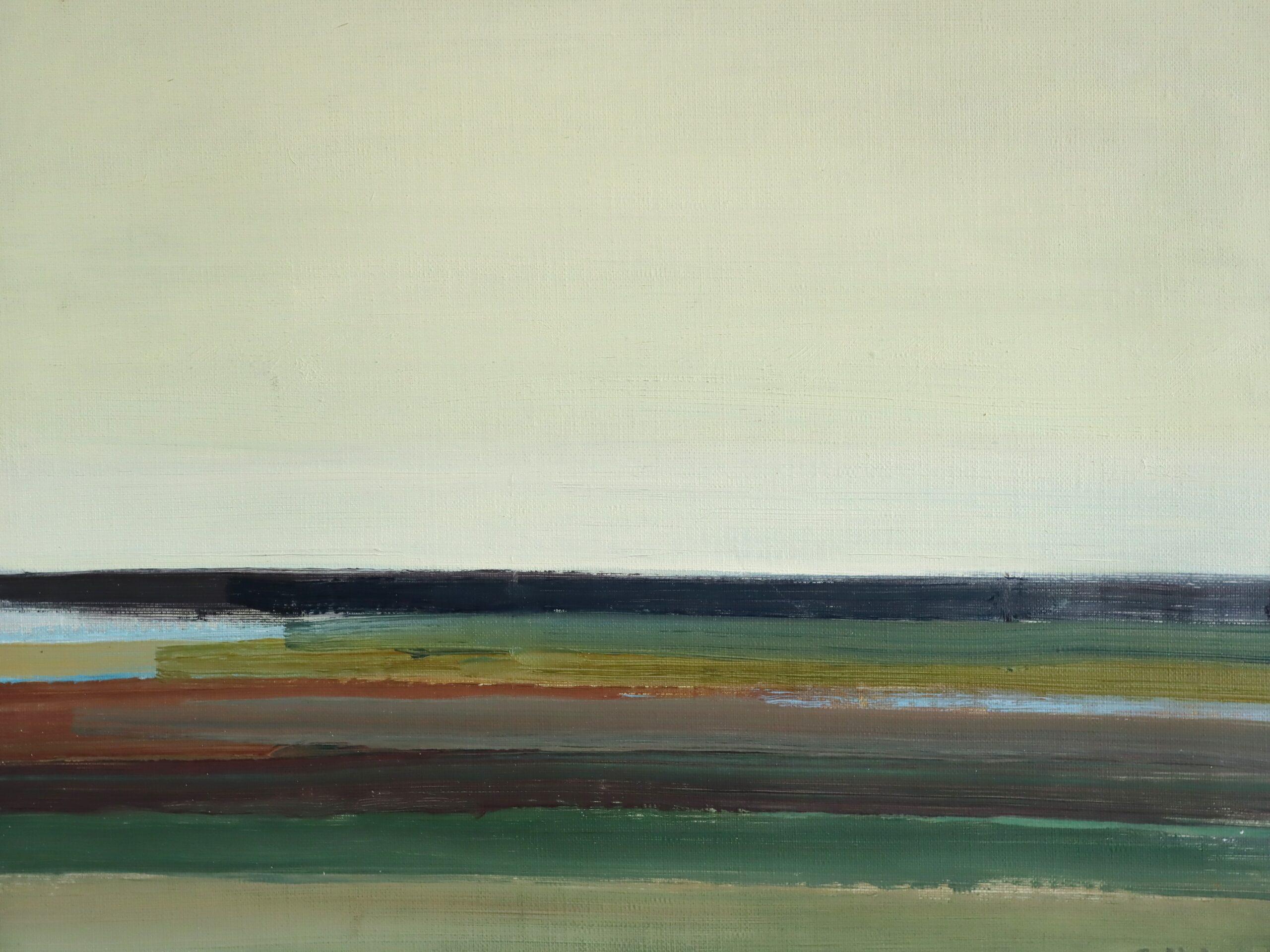 Abstrakte Landschaft, Ölgemälde, Mid-Century Modern, Vintage, Mid-Century Modern, Quiet Horizon im Angebot 5