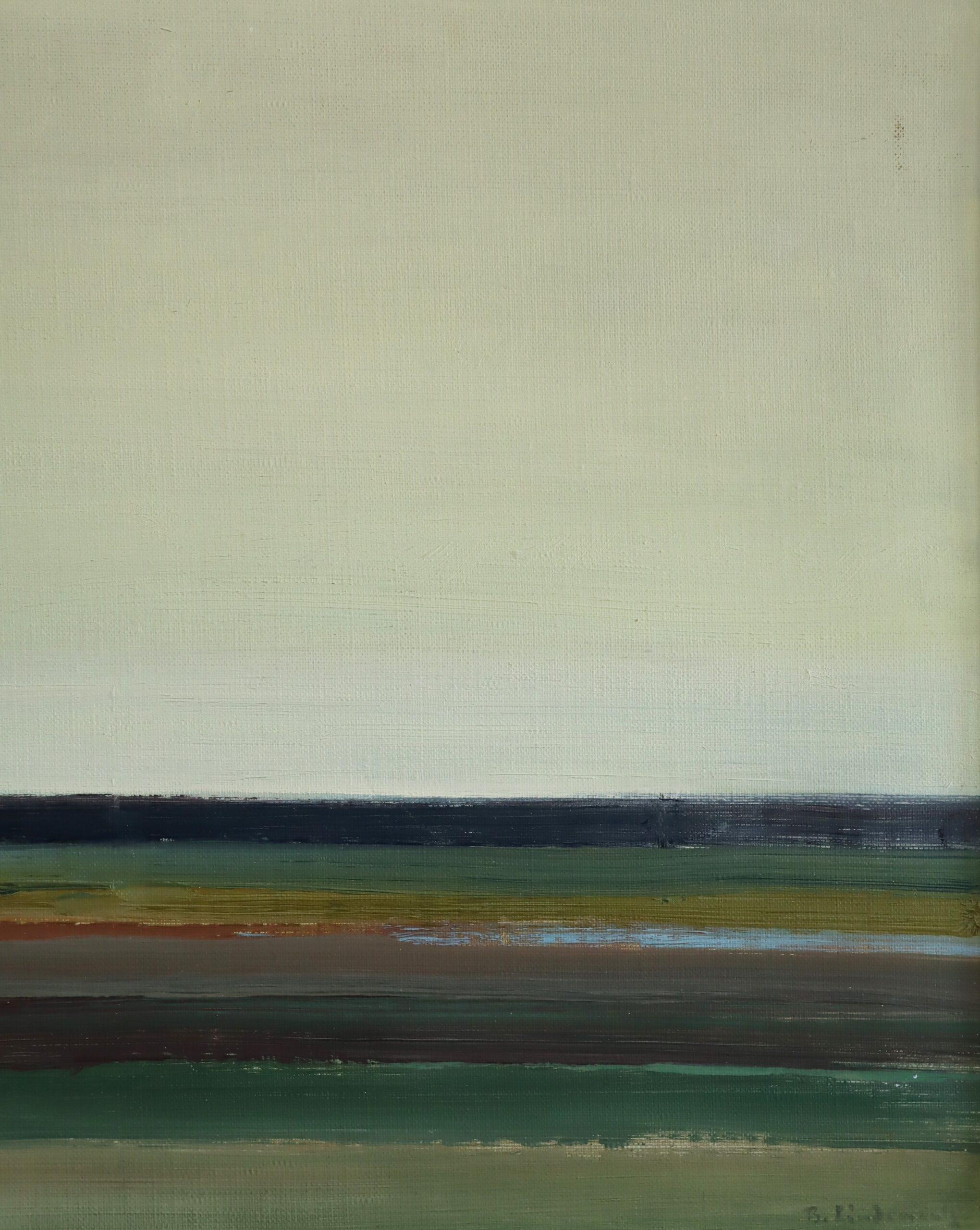 Abstrakte Landschaft, Ölgemälde, Mid-Century Modern, Vintage, Mid-Century Modern, Quiet Horizon im Angebot 7