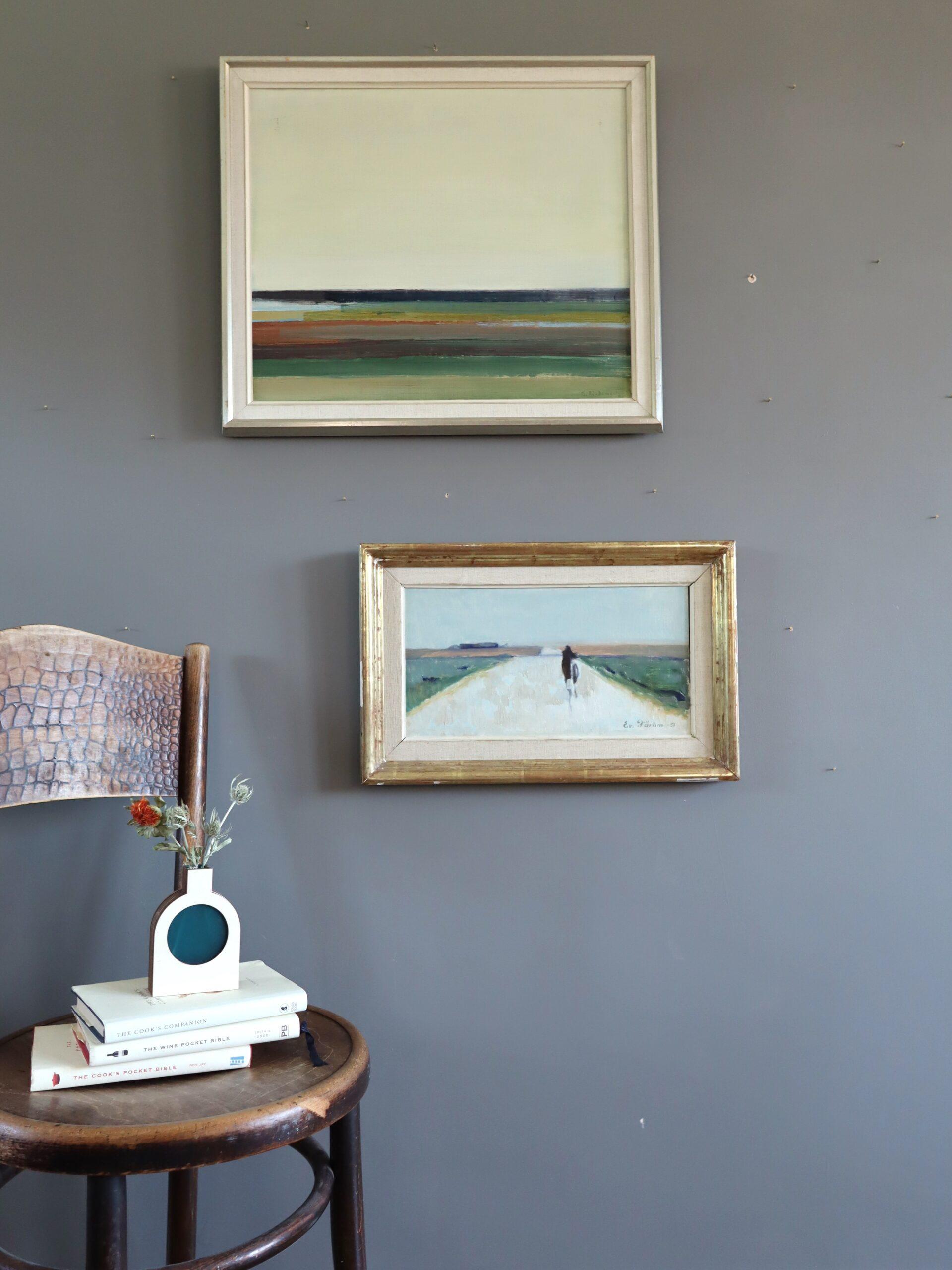 Abstrakte Landschaft, Ölgemälde, Mid-Century Modern, Vintage, Mid-Century Modern, Quiet Horizon (Moderne), Painting, von Unknown