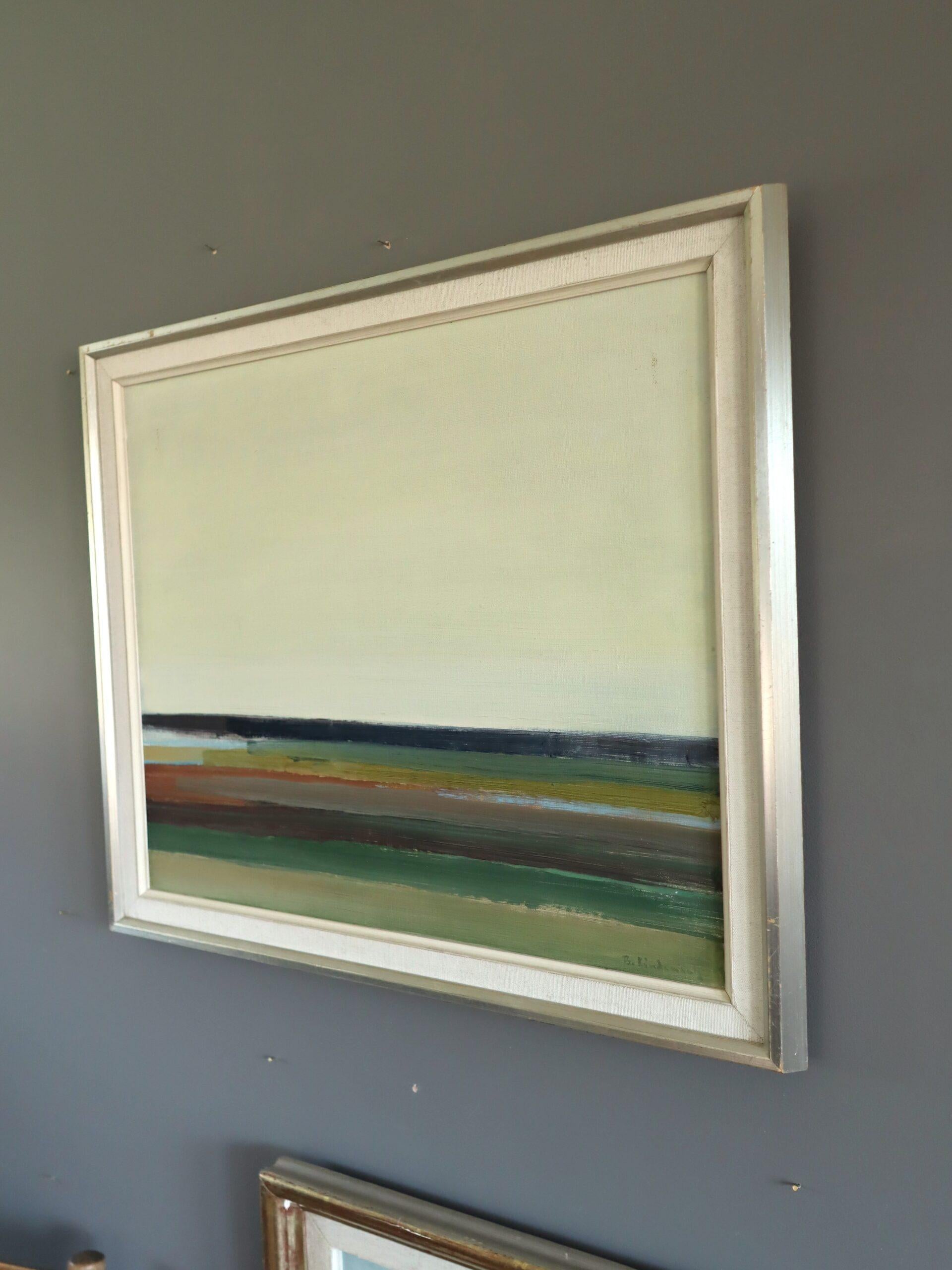 Abstrakte Landschaft, Ölgemälde, Mid-Century Modern, Vintage, Mid-Century Modern, Quiet Horizon im Angebot 1