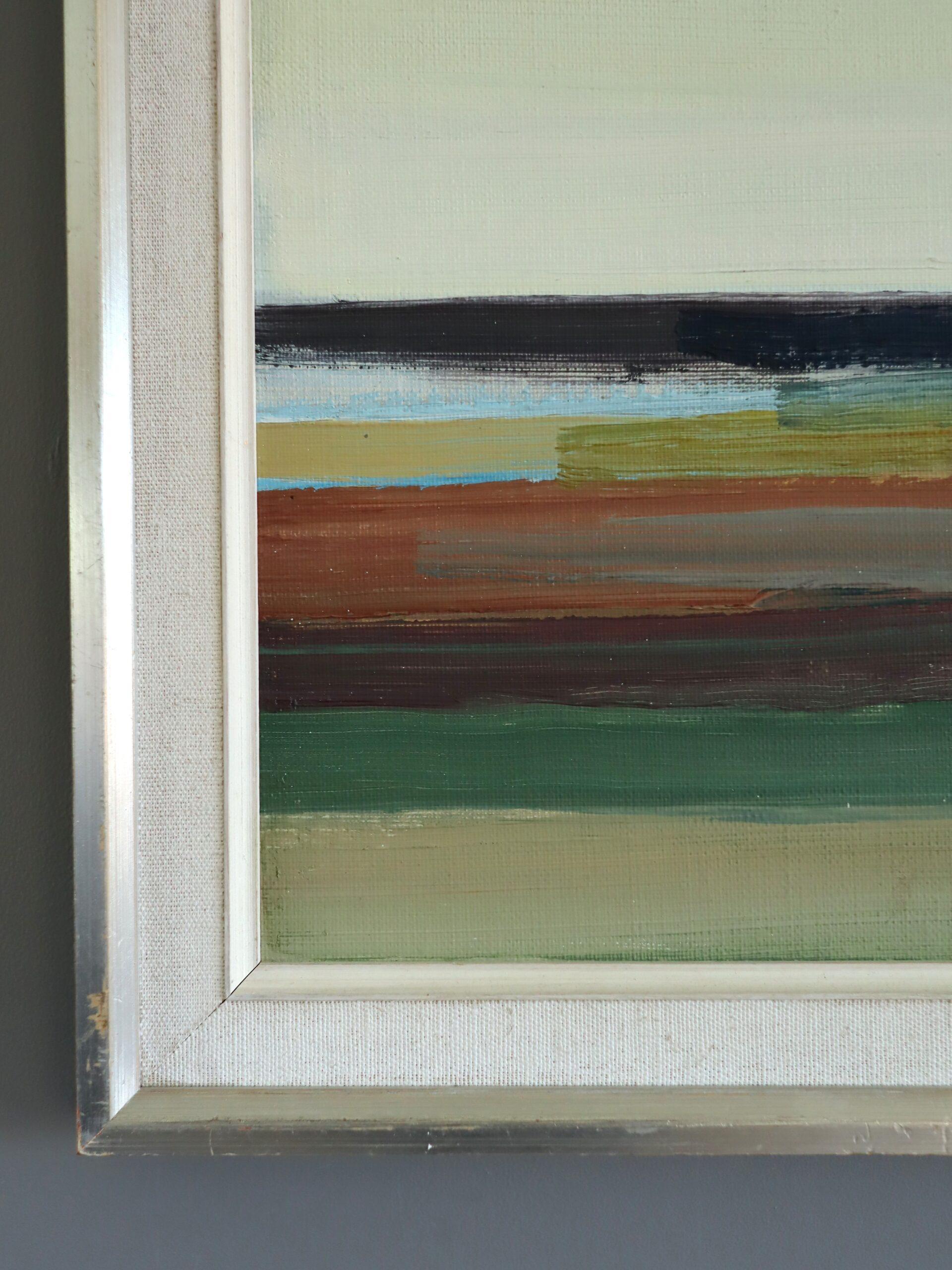 Abstrakte Landschaft, Ölgemälde, Mid-Century Modern, Vintage, Mid-Century Modern, Quiet Horizon im Angebot 3
