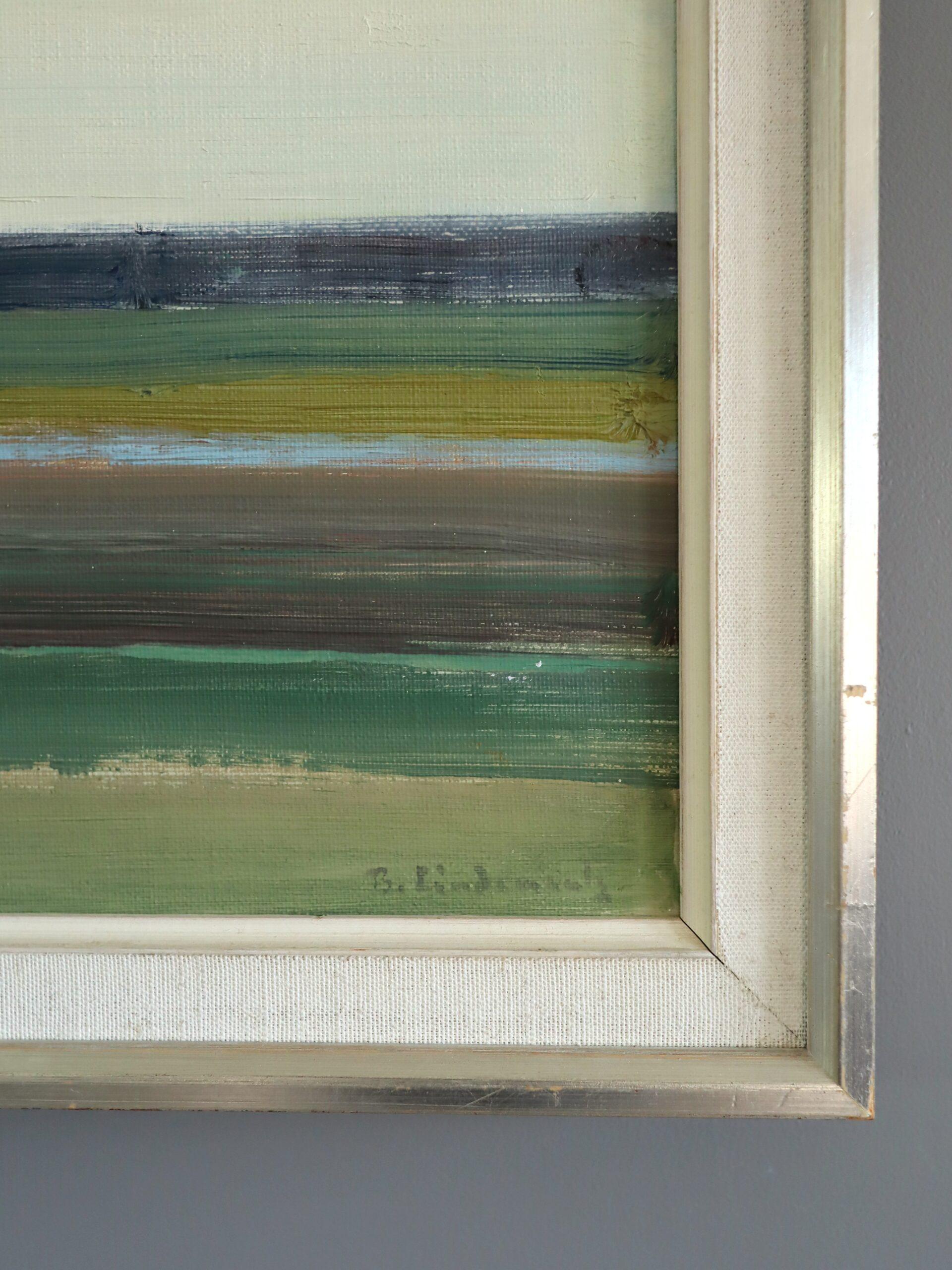 Abstrakte Landschaft, Ölgemälde, Mid-Century Modern, Vintage, Mid-Century Modern, Quiet Horizon im Angebot 4