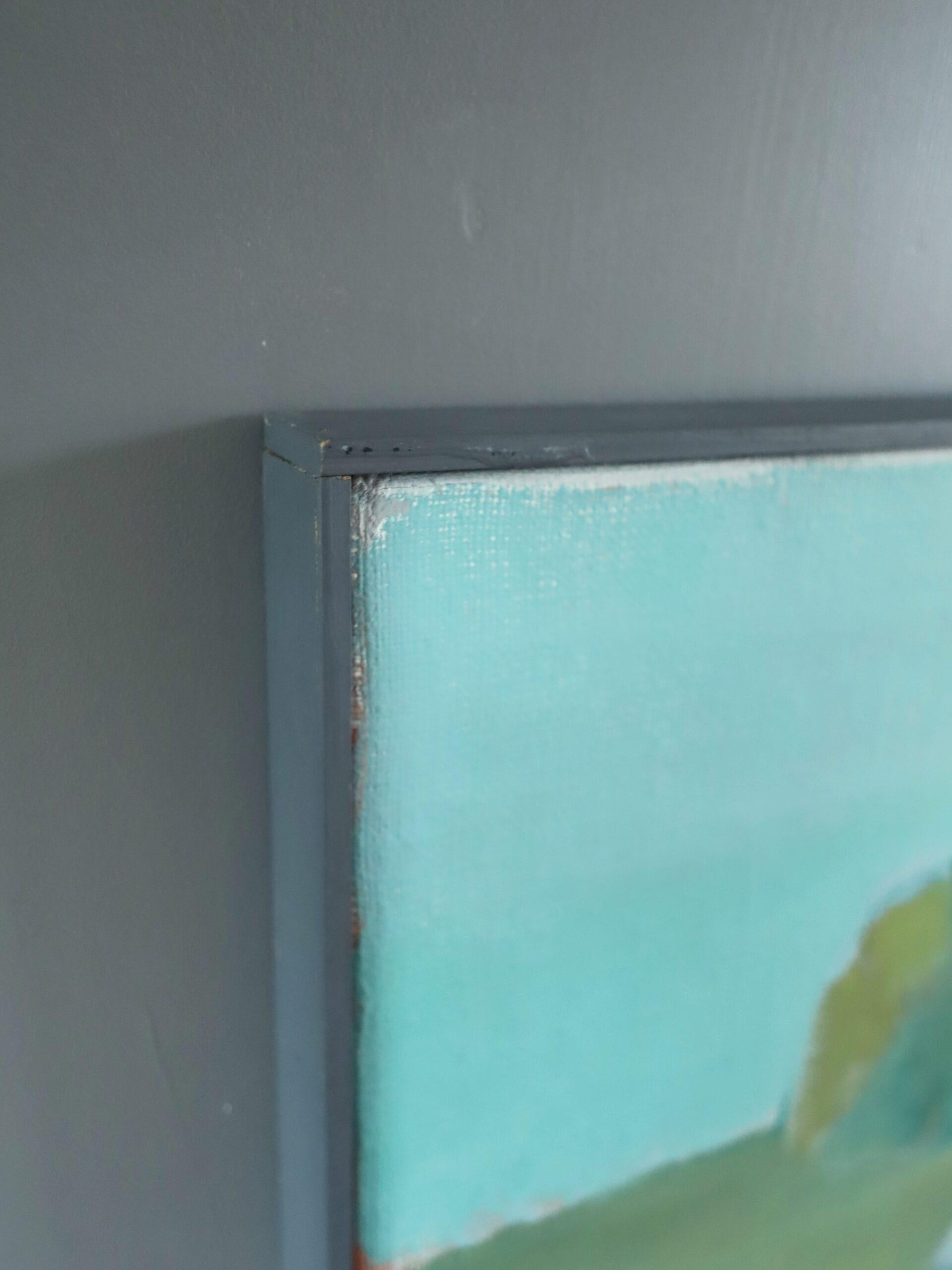 Pittura ad olio di paesaggio astratto vintage di metà secolo - Pascolo tranquillo in vendita 1