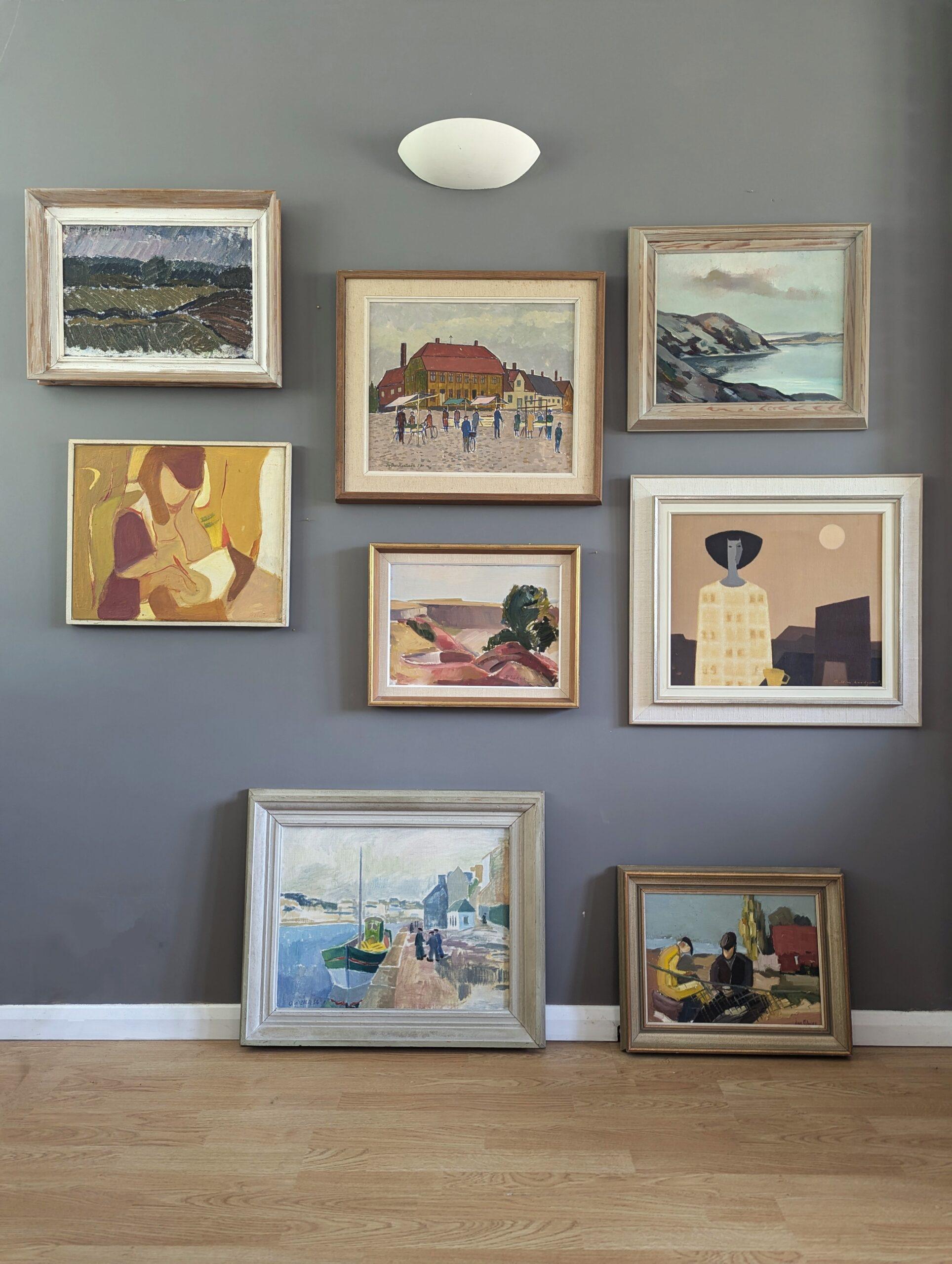 Mid Century Modern Vintage Coastal Figurative Ölgemälde - The Net Menders im Angebot 6