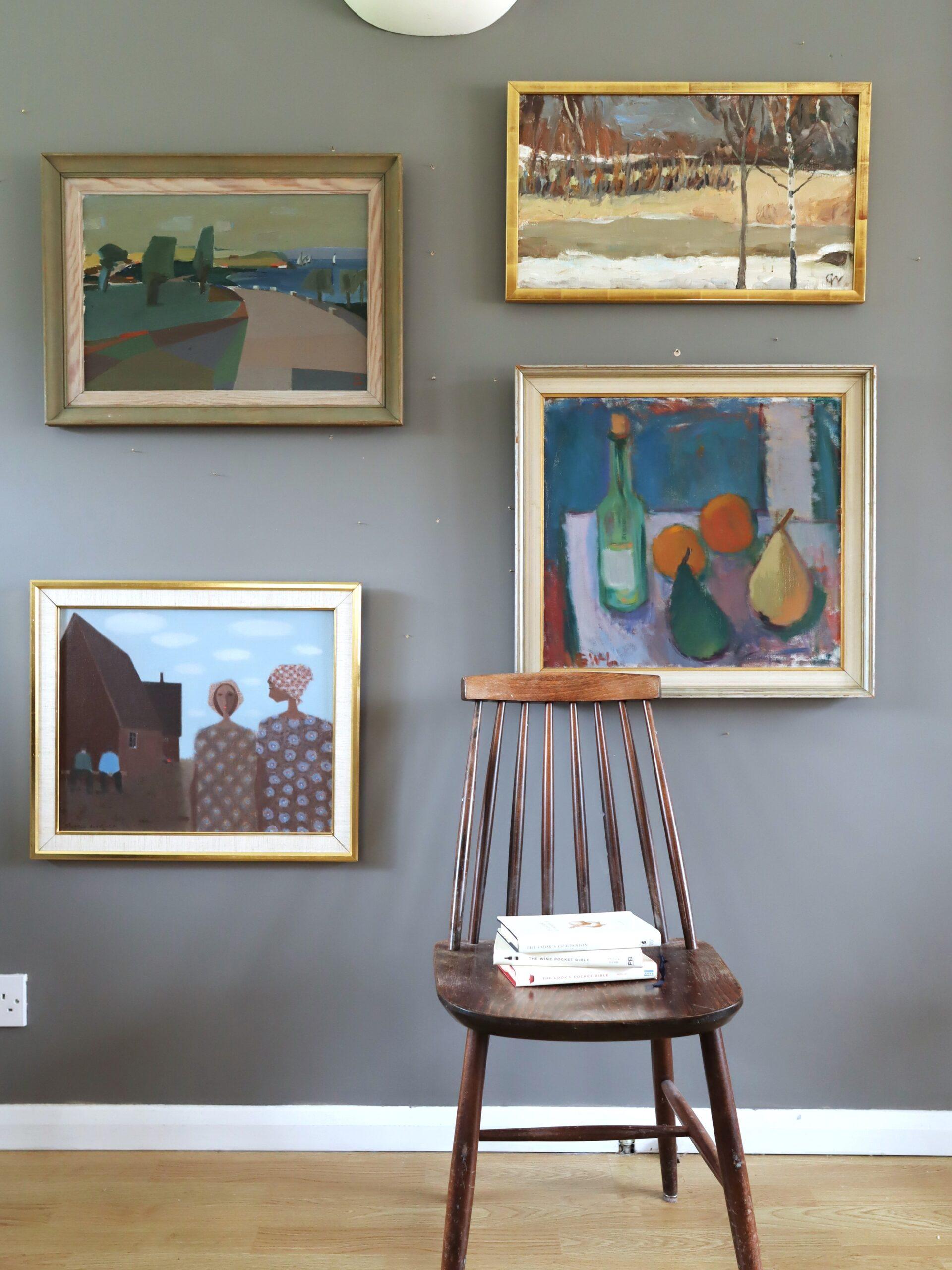 Peinture à l'huile de paysage expressionniste moderne du milieu du siècle dernier - fin d'hiver en vente 8