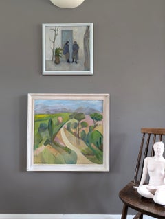 Mid-Century Modern Vintage Figurative Portrait Painting - Afternoon Conversation