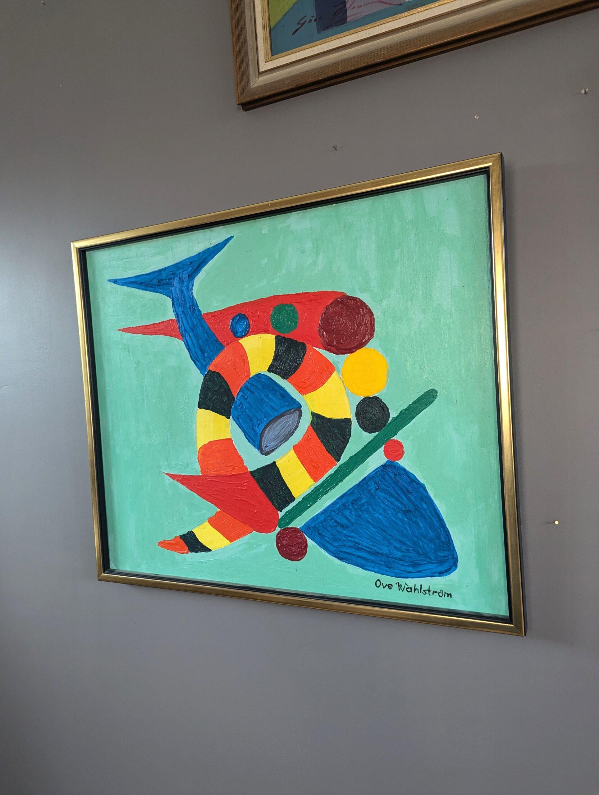 Pittura a olio astratta originale d'epoca - Astrazione acquatica in vendita 1