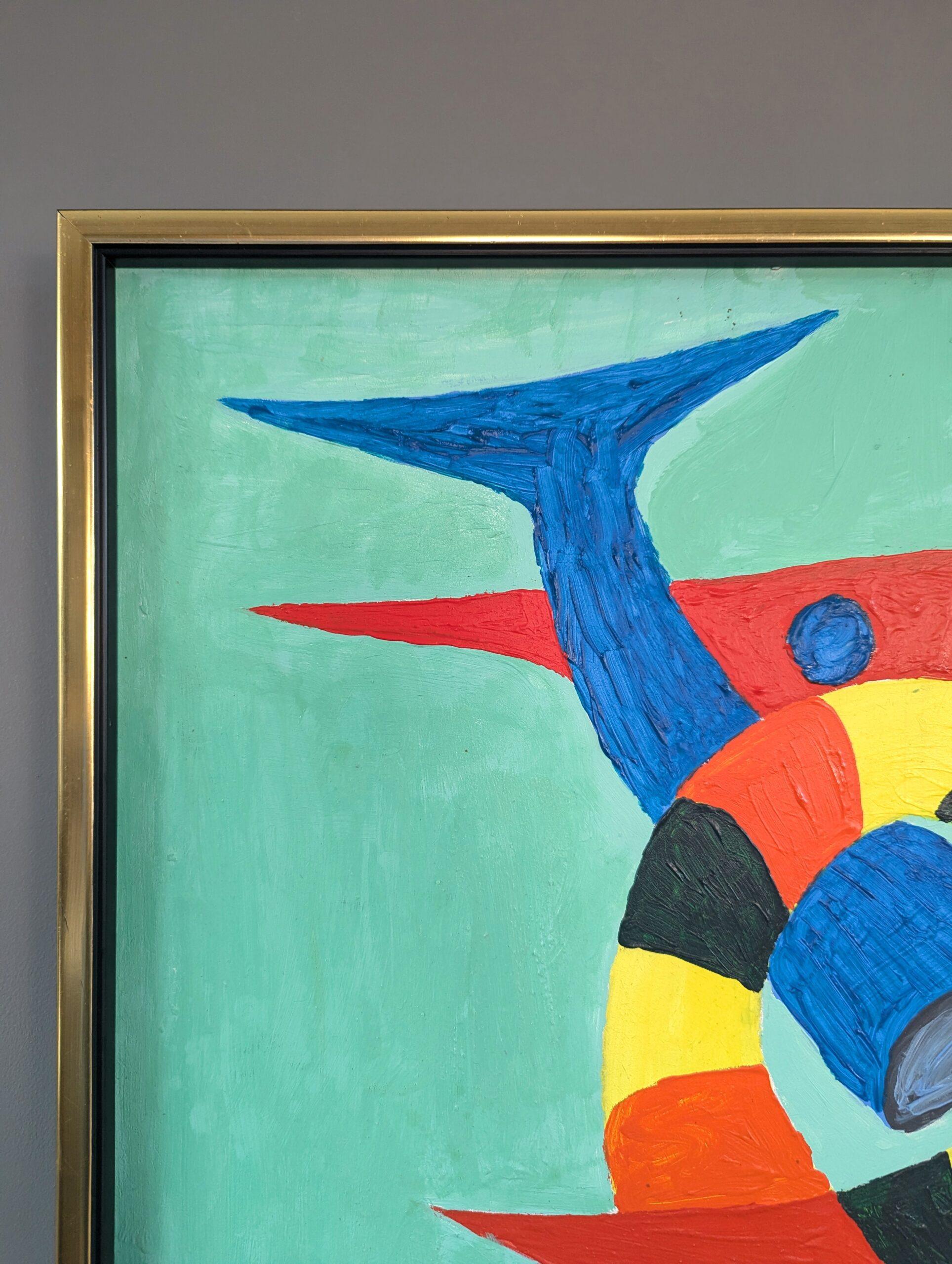 Pittura a olio astratta originale d'epoca - Astrazione acquatica in vendita 4