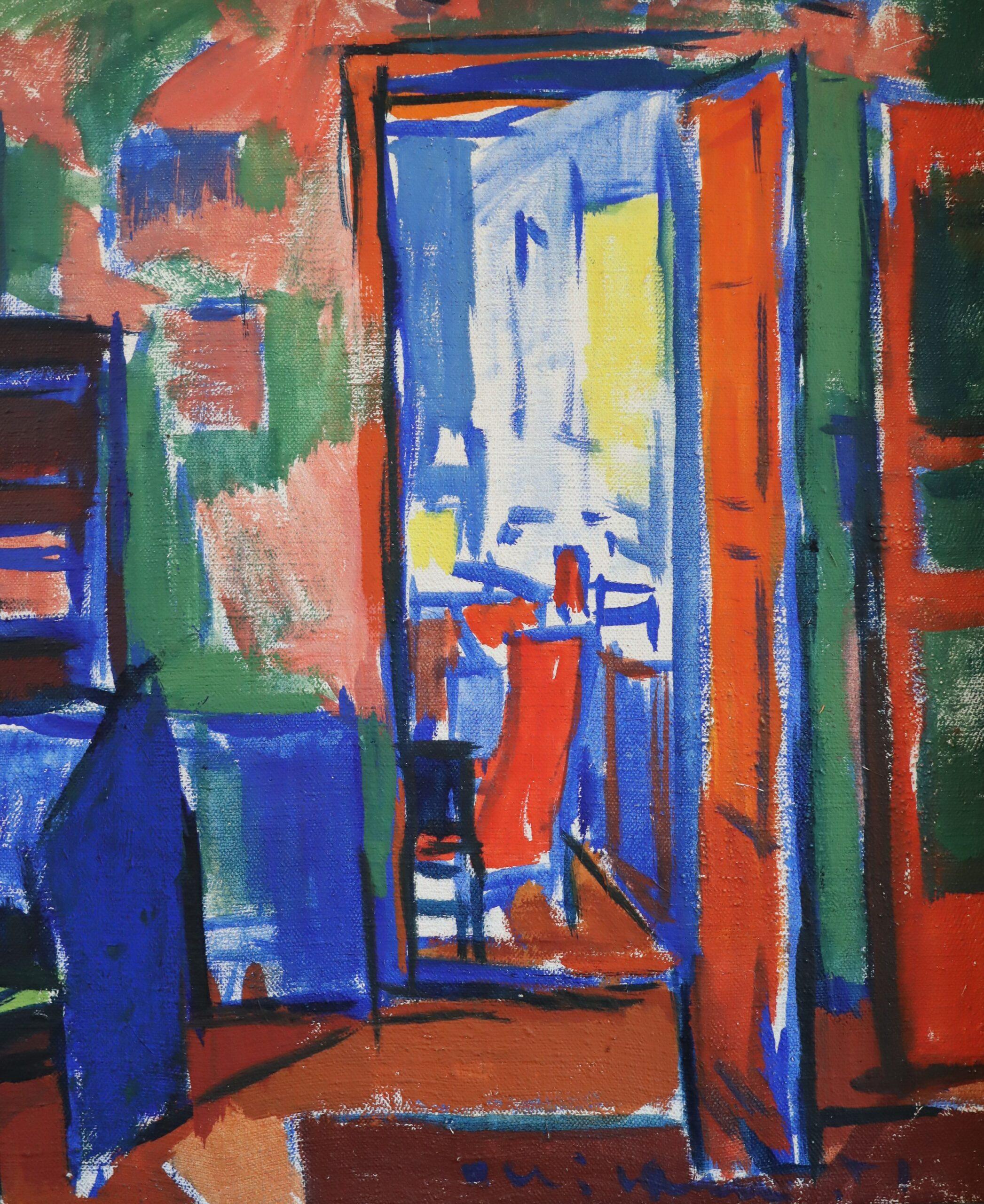 Pittura ad olio d'interni originale vintage di metà secolo - Interni vibranti in vendita 6