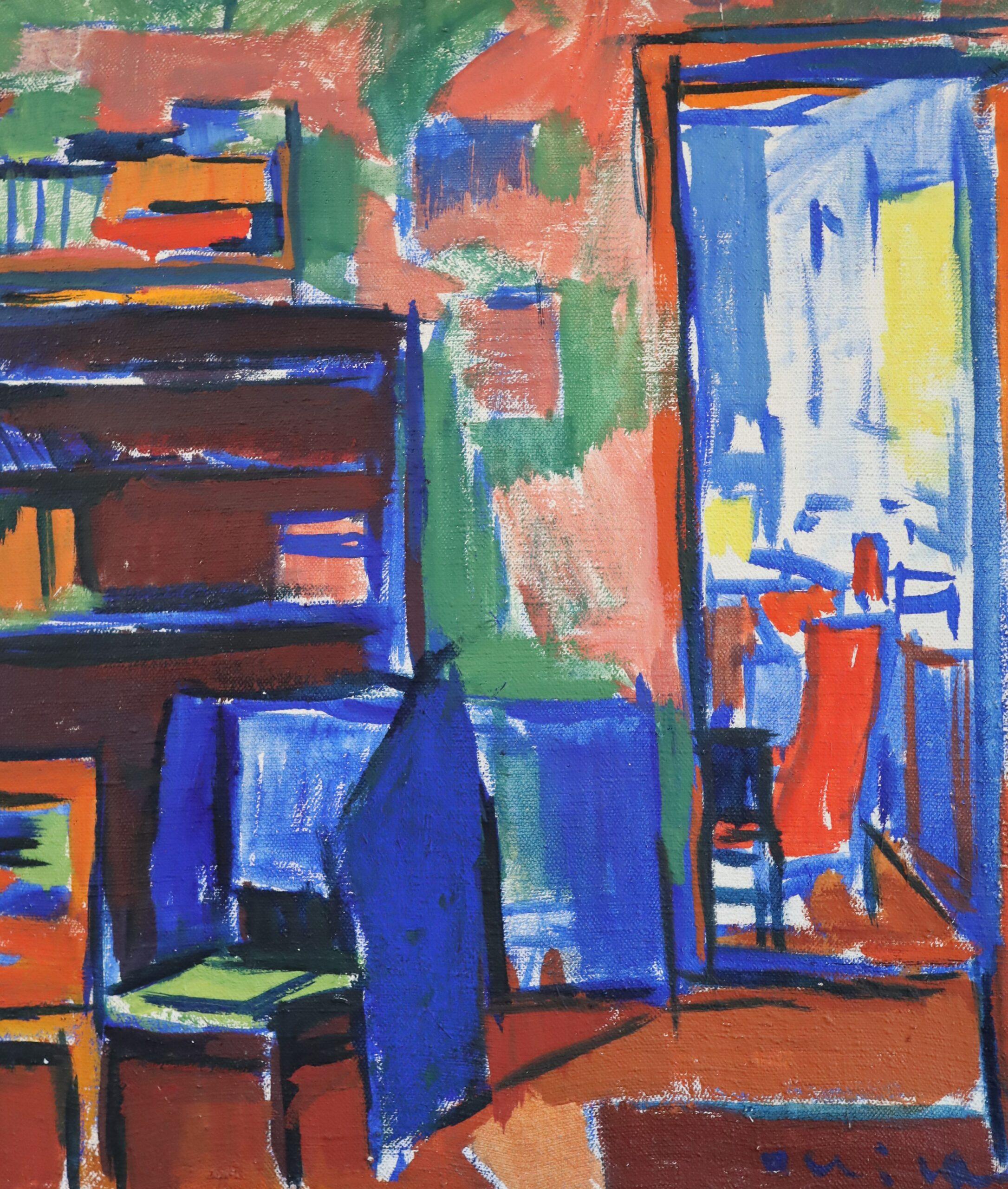 Pittura ad olio d'interni originale vintage di metà secolo - Interni vibranti in vendita 7