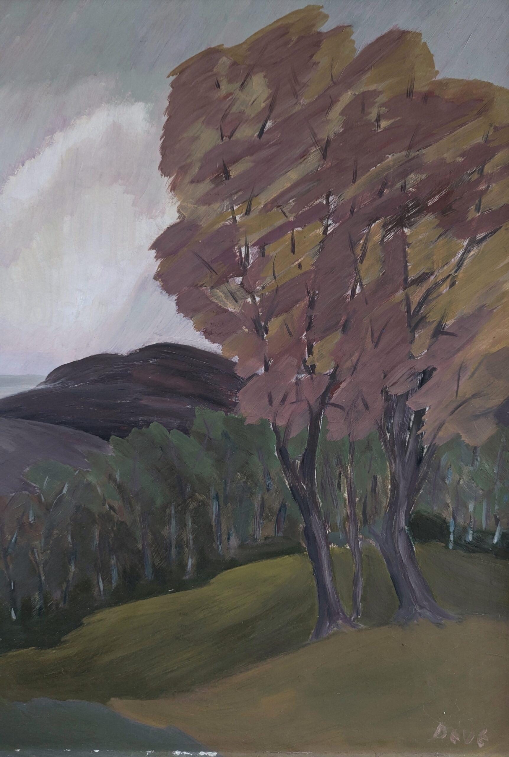 Mid-Century Modern Vintage Original Landscape Oil Painting - Autumn Reverie 7