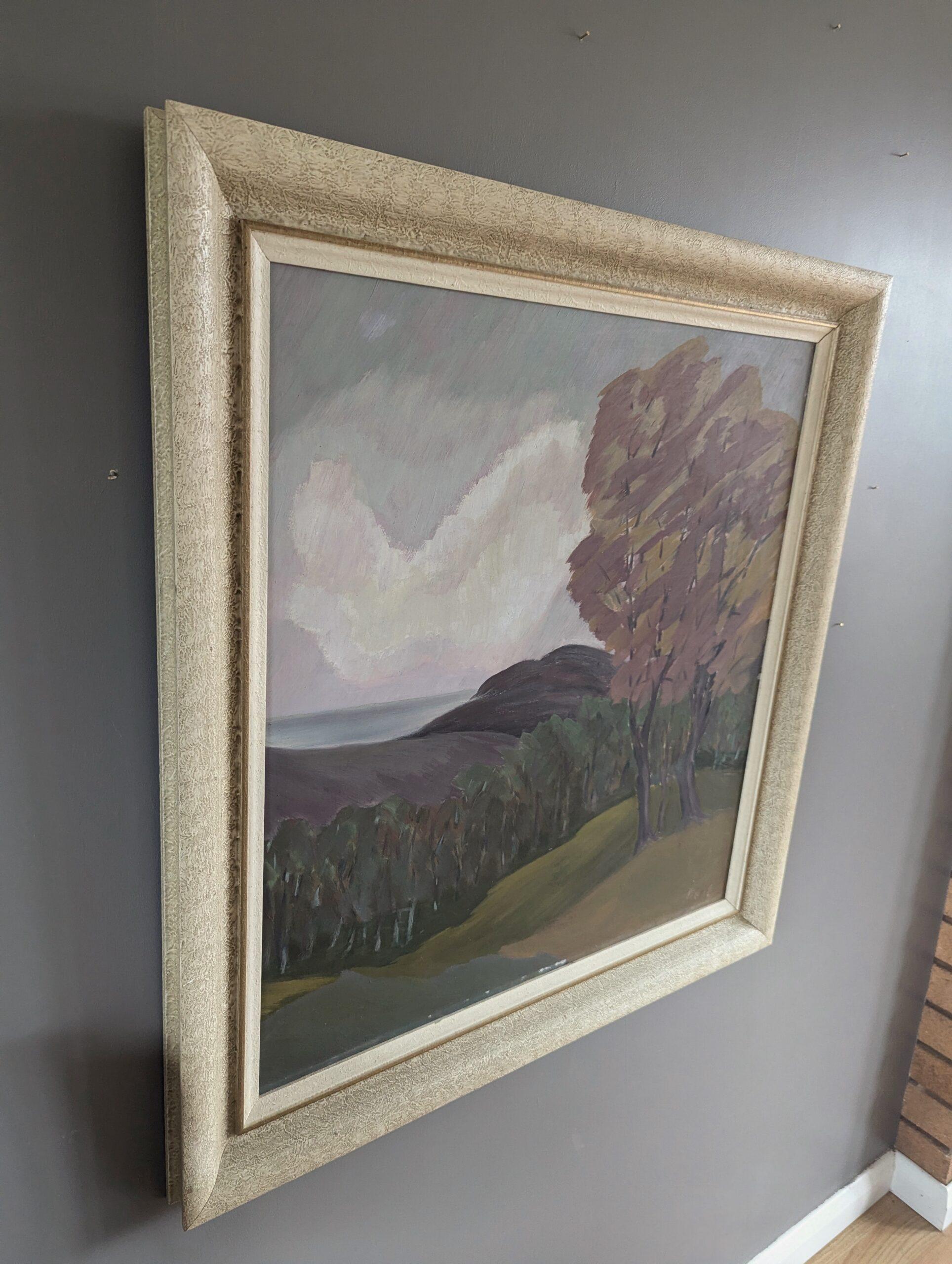Mid-Century Modern Vintage Original Landscape Oil Painting - Autumn Reverie 1