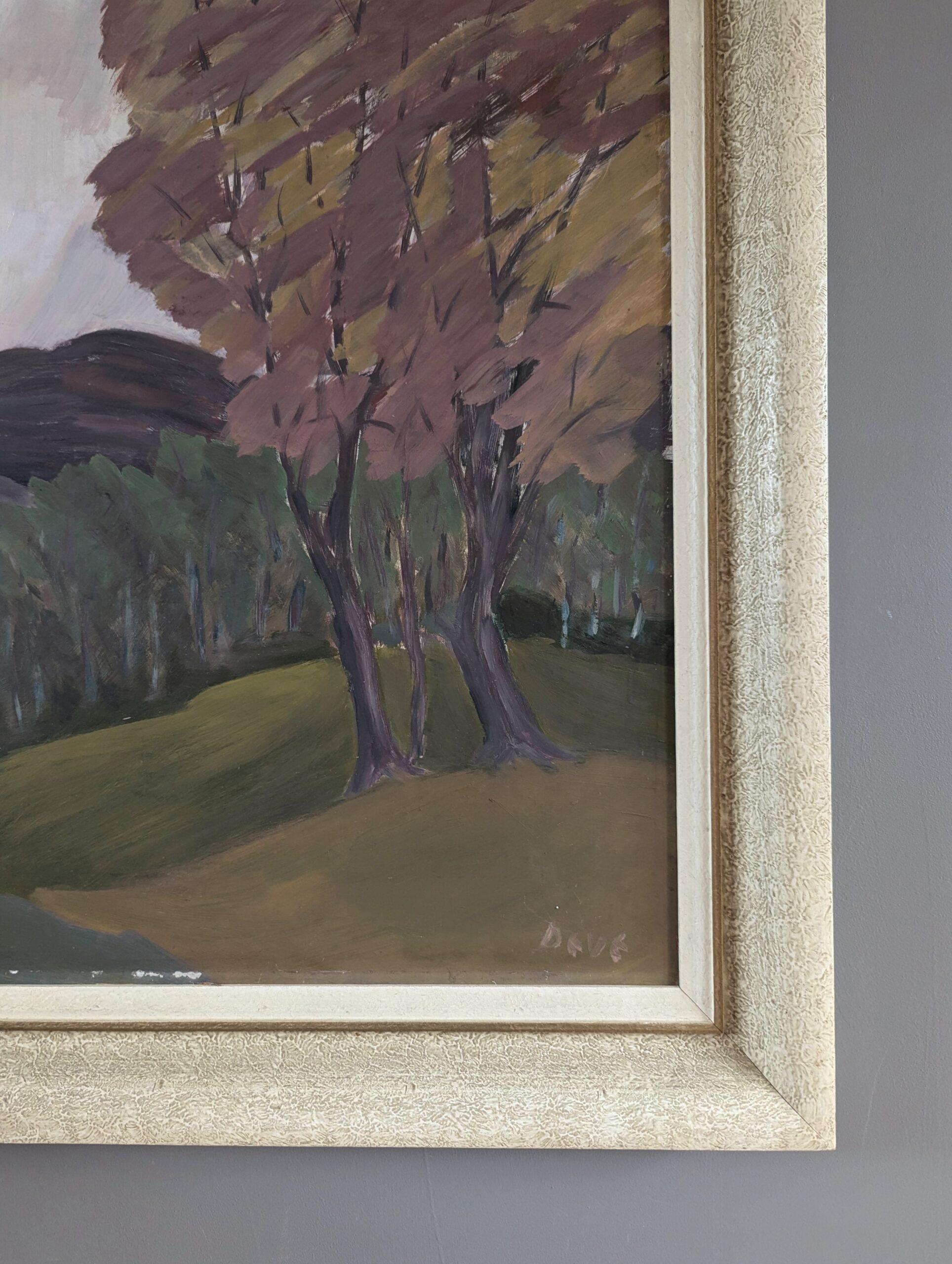 Mid-Century Modern Vintage Original Landscape Oil Painting - Autumn Reverie 4