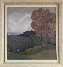 Mid-Century Modern Vintage Original Landscape Oil Painting - Autumn Reverie