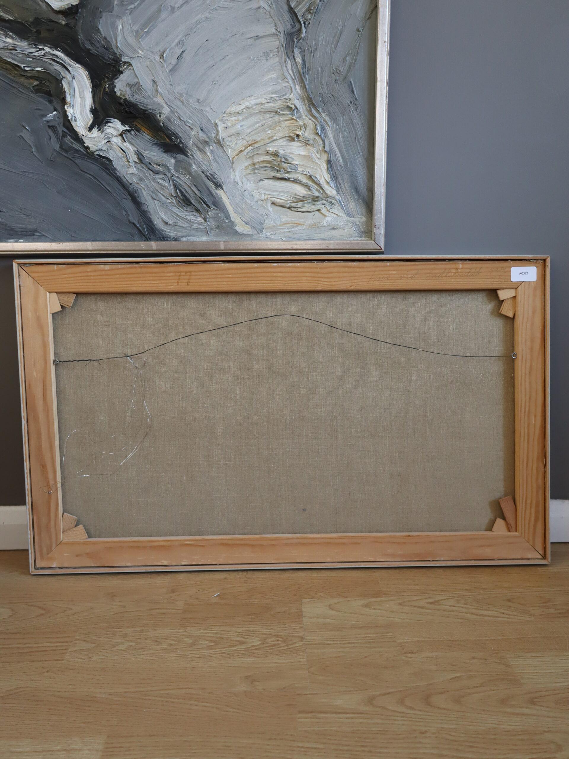 Peinture à l'huile originale de paysage vintage, moderne du milieu du siècle dernier - Abstraction rurale en vente 8