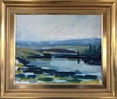 Mid Century Modern Vintage Original Landschaft Ölgemälde -Tranquil Reflections