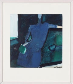 Quadro figurativo astratto svedese d'epoca - Figura in blu