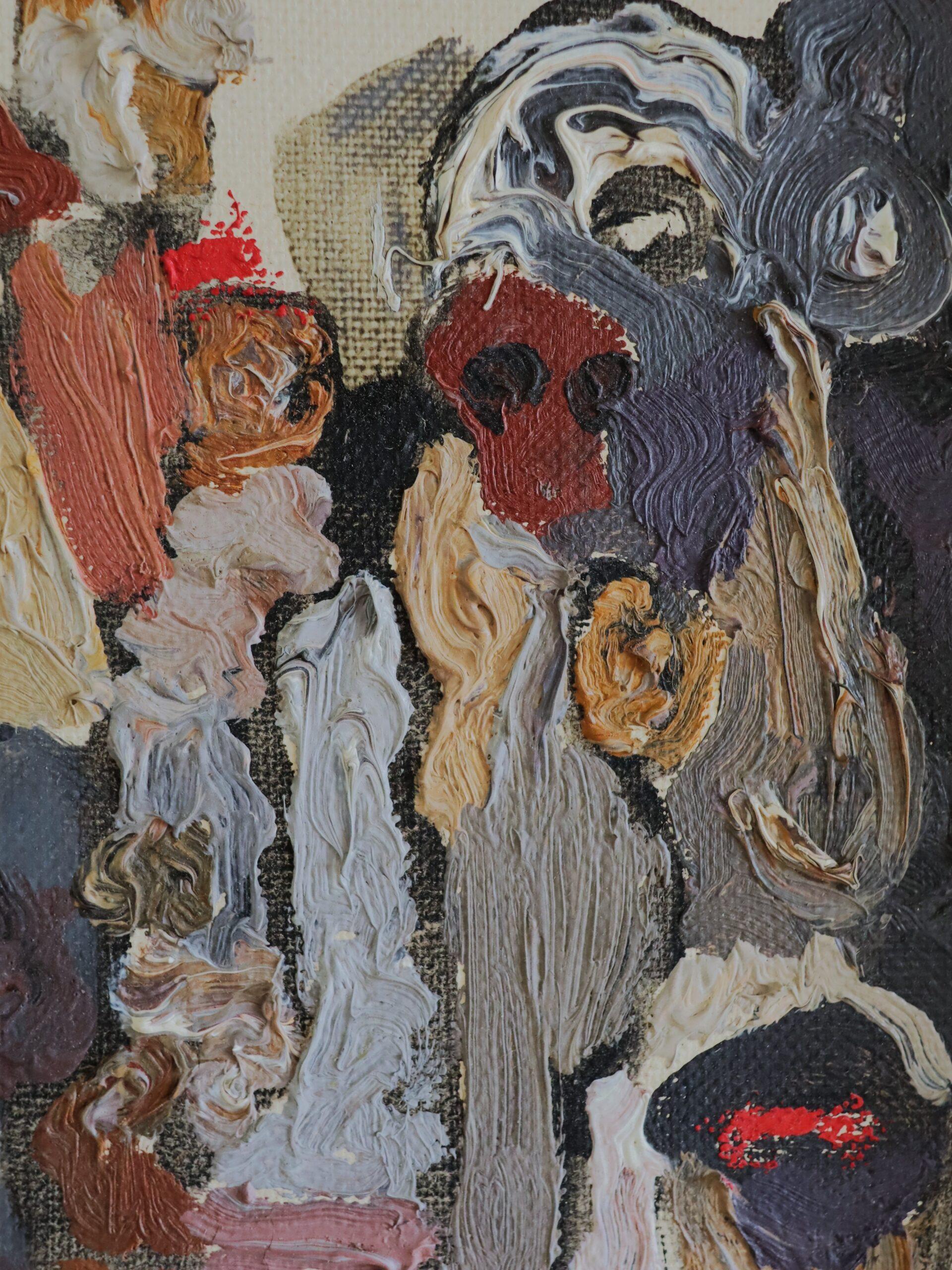 Mid Century Modern Vintage Swedish Abstract Oil Painting -Procession of Shadows For Sale 8