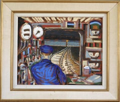 Pittura ad olio espressiva svedese d'epoca - Through the Tunnel (Attraverso il tunnel)