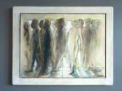 Mid Century Modern Vintage Swedish Figurative Oil Painting - Passing Light