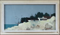 Mid Century Modern Vintage Schwedische Landschaft Ölgemälde - Cliffside by the Sea