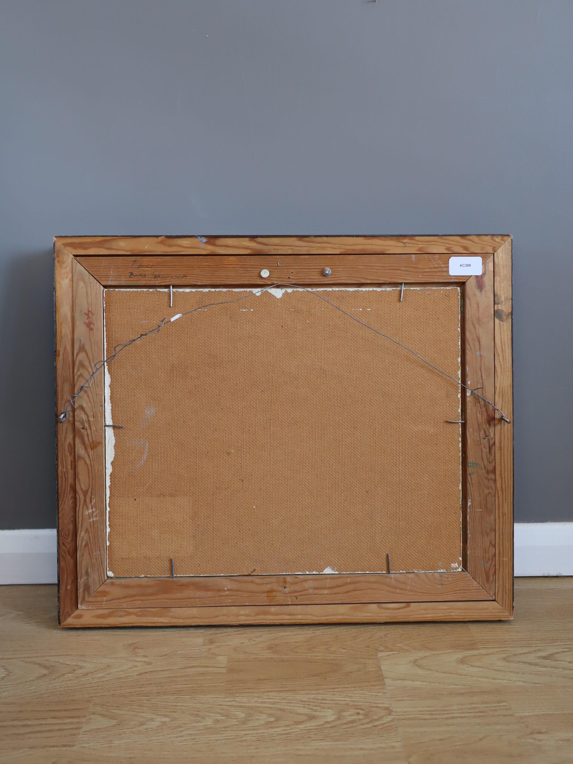 Peinture à l'huile suédoise vintage mi-siècle moderne - Coqs rouges en vente 7