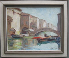 Impressionist: 'Venice , Canal Scene , Italy' oil circa 1950's