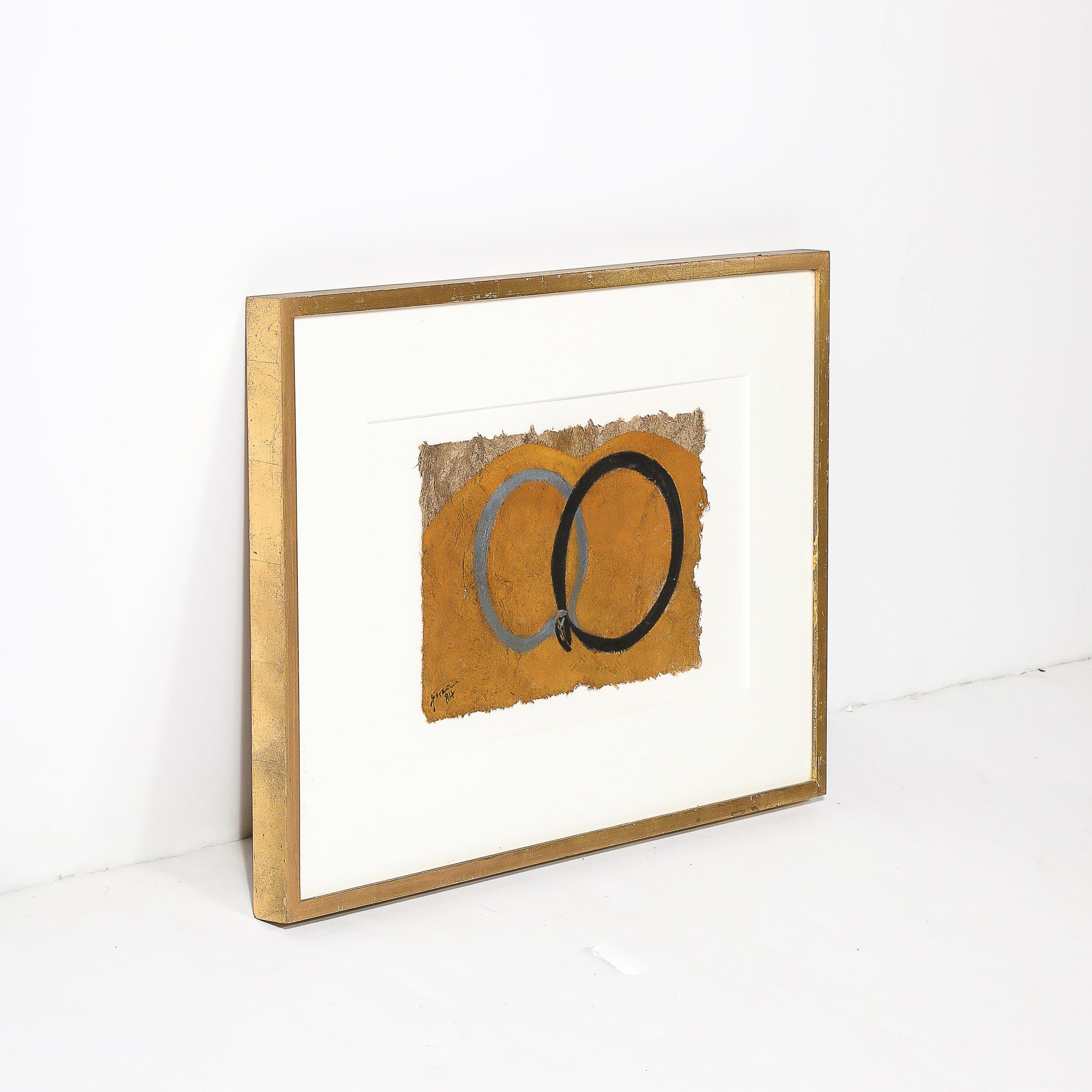 Modernistisches Gemälde von Ouroboroses aus der Mitte des Jahrhunderts in Gouache auf Naturfaserpapier – Painting von Unknown