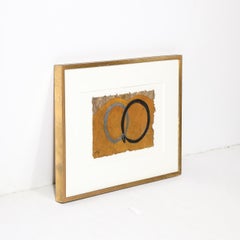 Mid-Century Modernist Painting of Ouroboroses in Gouache on Natural Fiber Paper