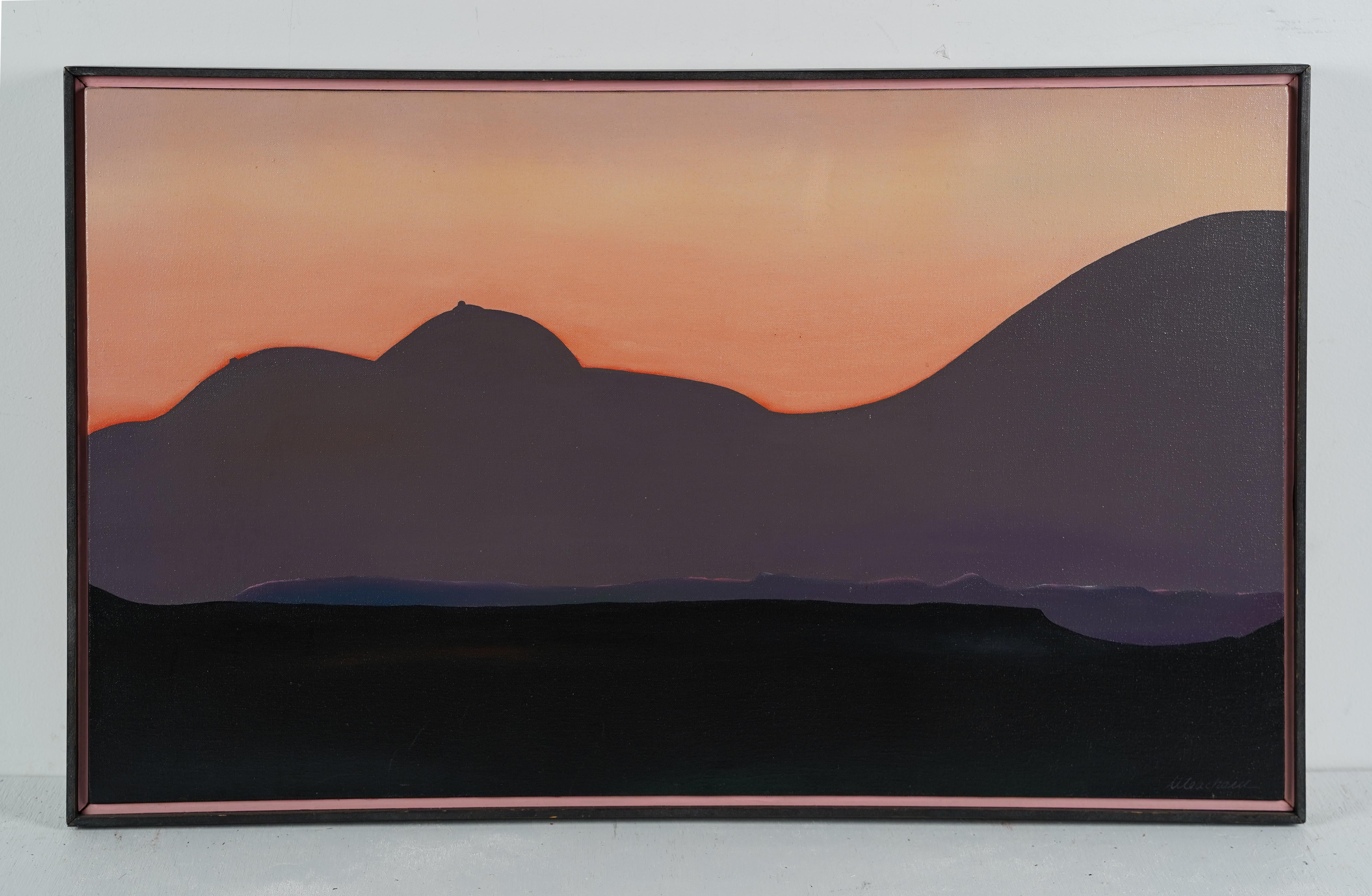 Pintura al óleo surrealista de mediados de siglo Modernista Puesta de sol abstracta Mujer desnuda Paisaje - Painting Surrealista de Unknown