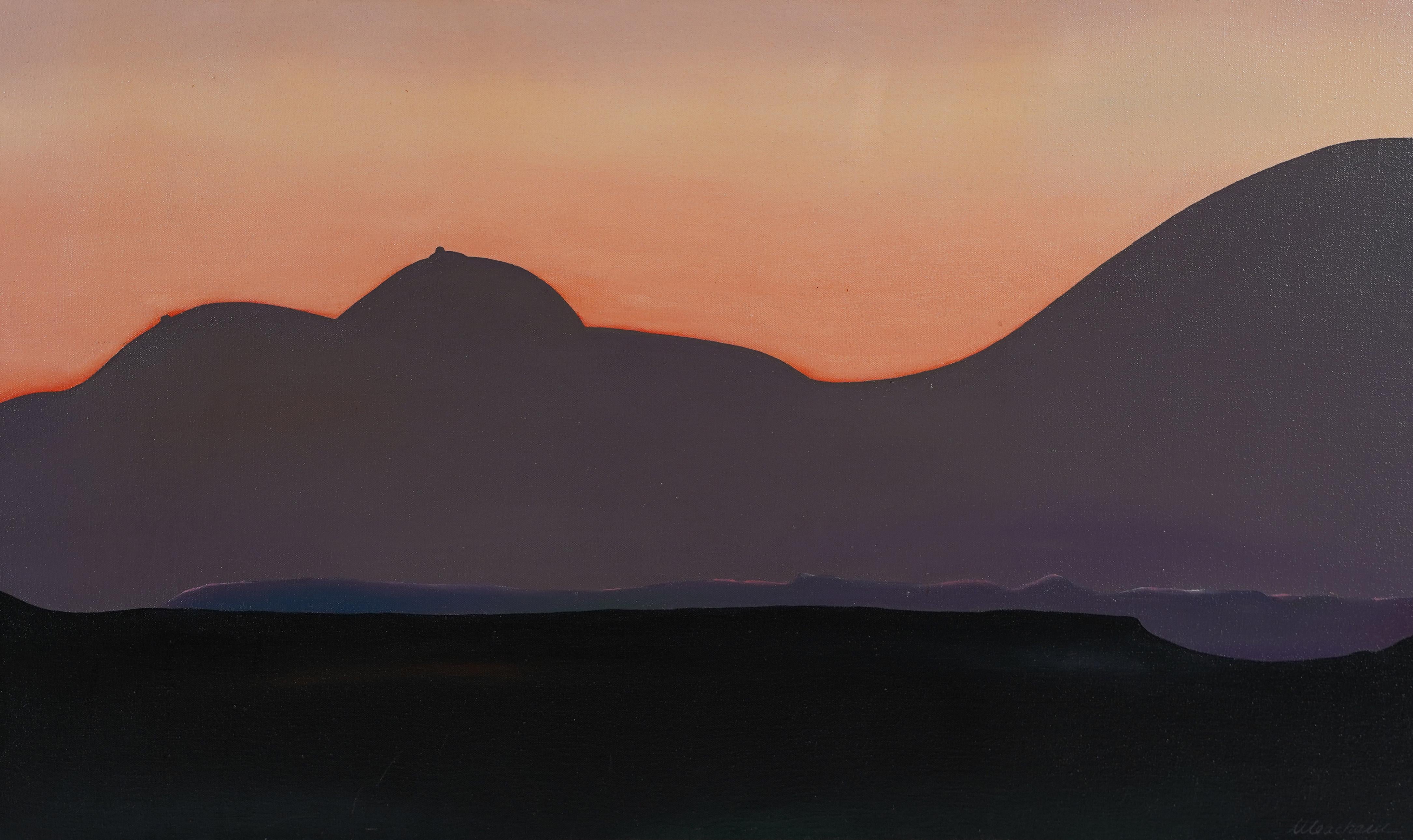 Pintura al óleo surrealista de mediados de siglo Modernista Puesta de sol abstracta Mujer desnuda Paisaje - Nude Painting Negro de Unknown