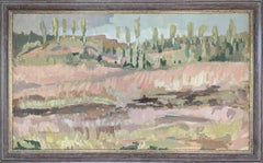 Mid Century Modernist Swedish Abstract Landscape Oil Painting - Muted Horizons