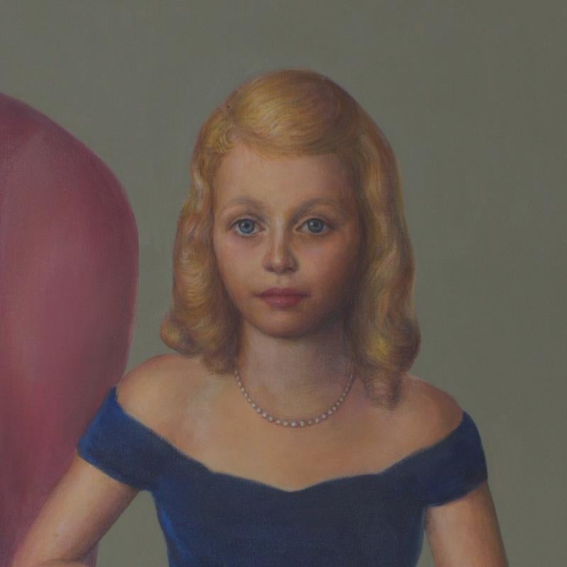 Peinture à l'huile du milieu du siècle représentant des jumeaux 2