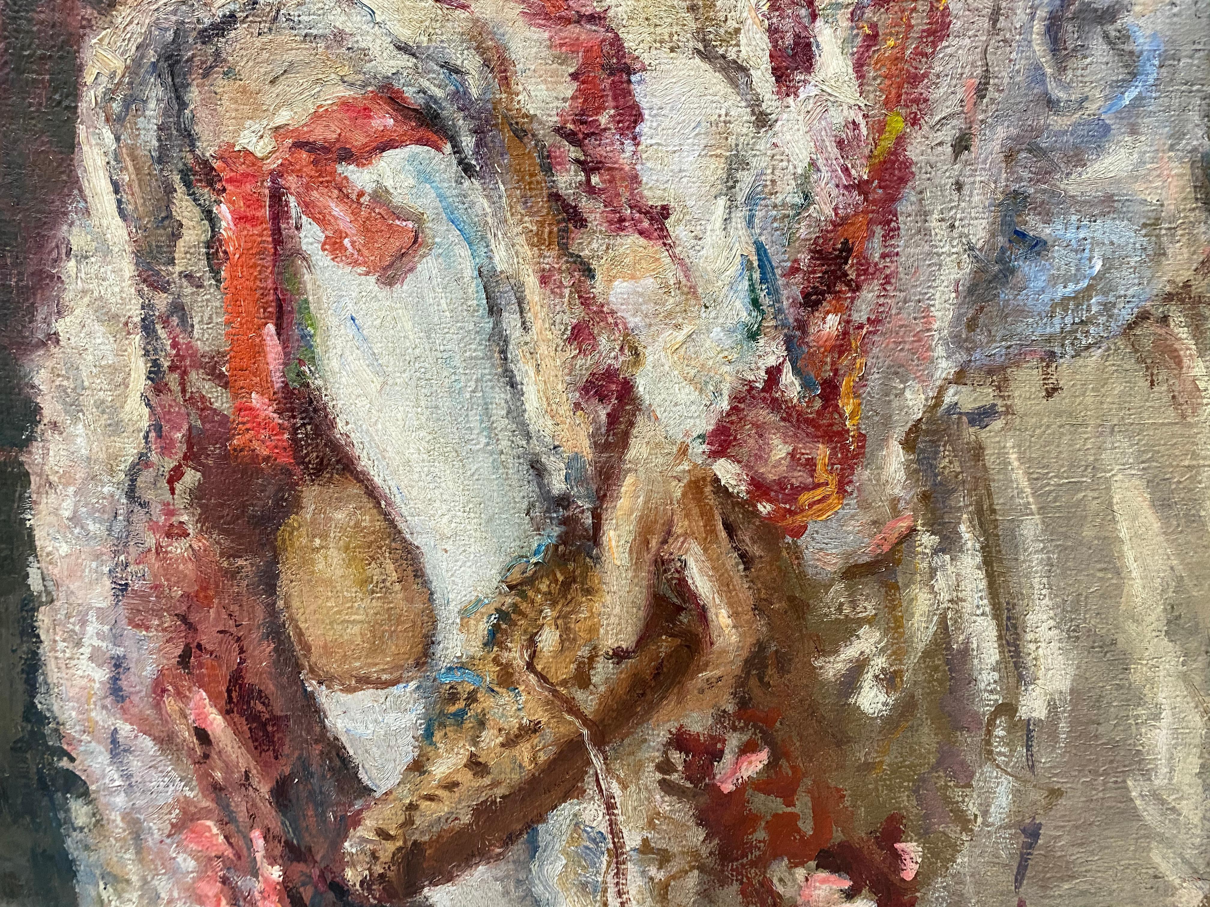 Mid Century Oil Portrait of a Dancer By Zikvo Zic C.1959 For Sale 1