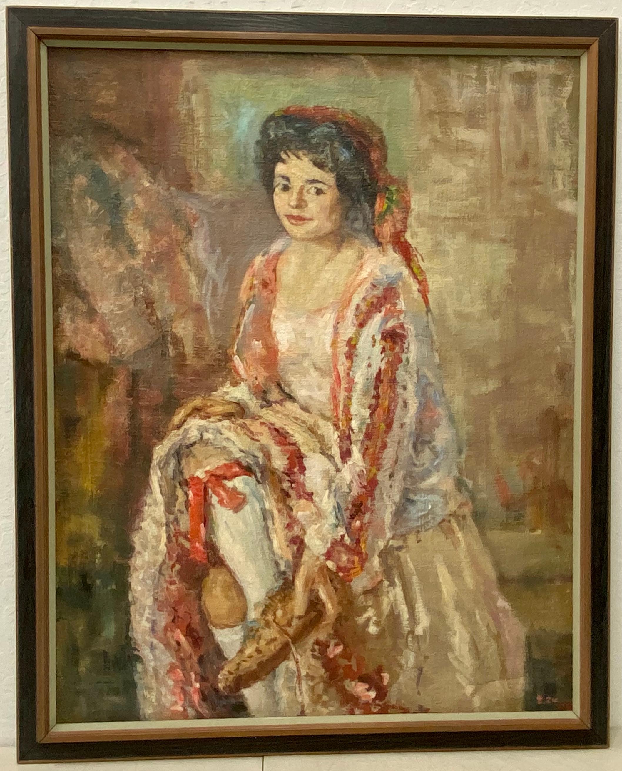 Mid Century Oil Portrait of a Dancer By Zikvo Zic C.1959