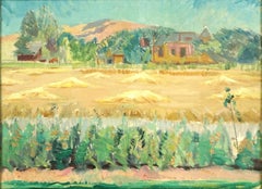Mid Century Original Oil Impressionist Painting - The Hay Field