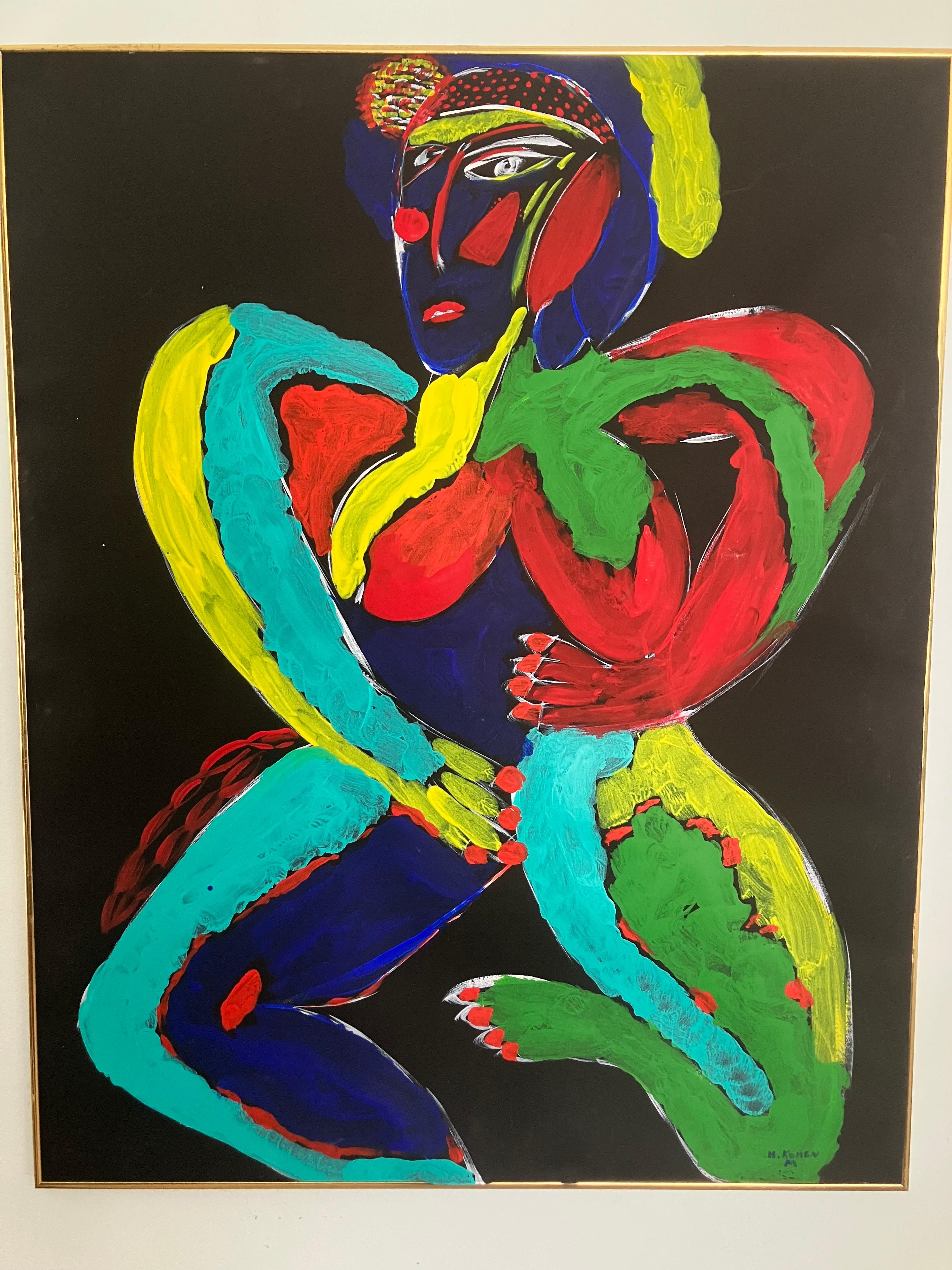 Unknown Figurative Painting - Mid Century Expressionist Painting