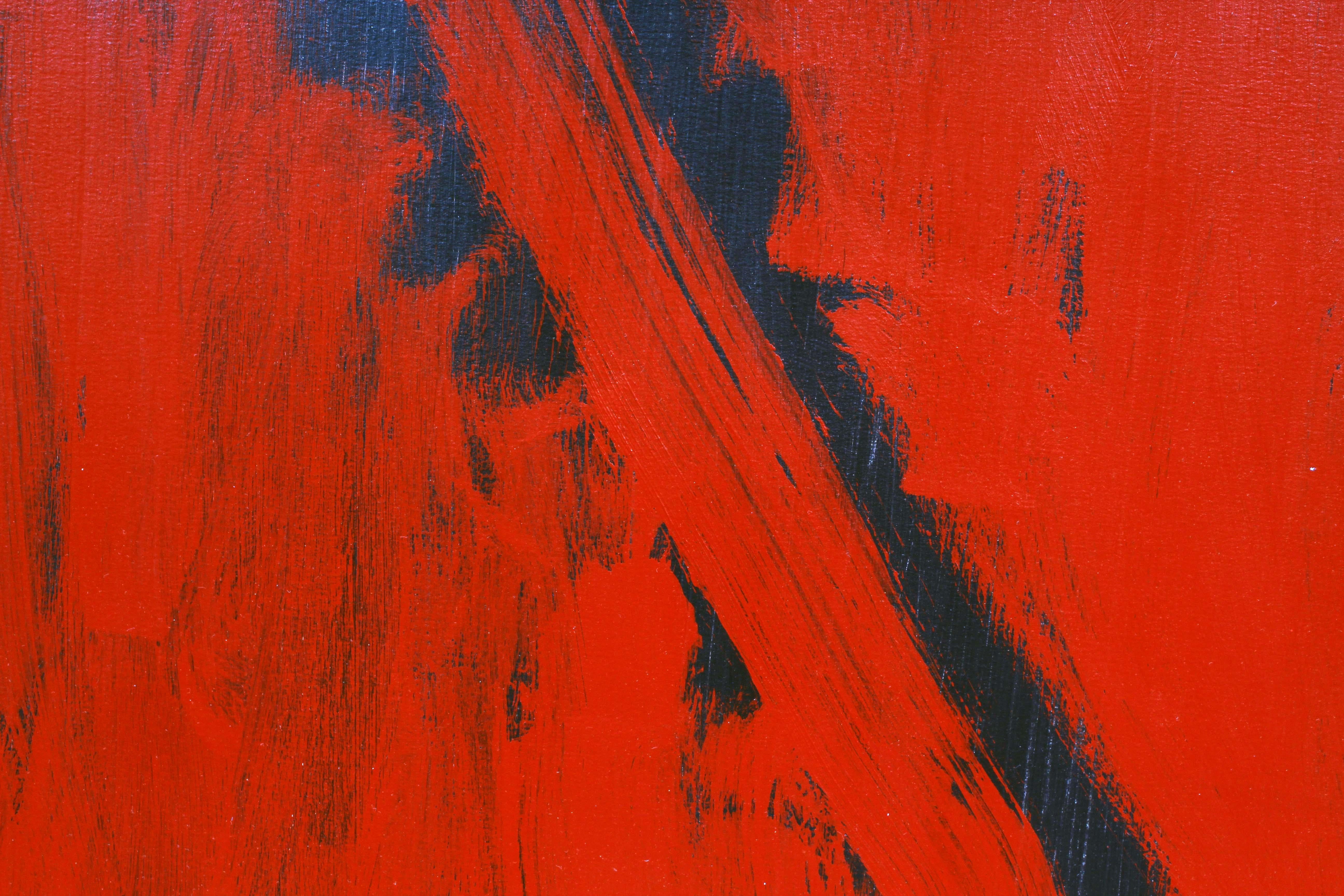 A wonderful minimalist black and red mixed media work Circa 1970.  Though the artist is unknown this work was acquired along with pieces by well know artists Karel Appel and Robert Motherwell from a New York estate.  This is one of 8 pieces that