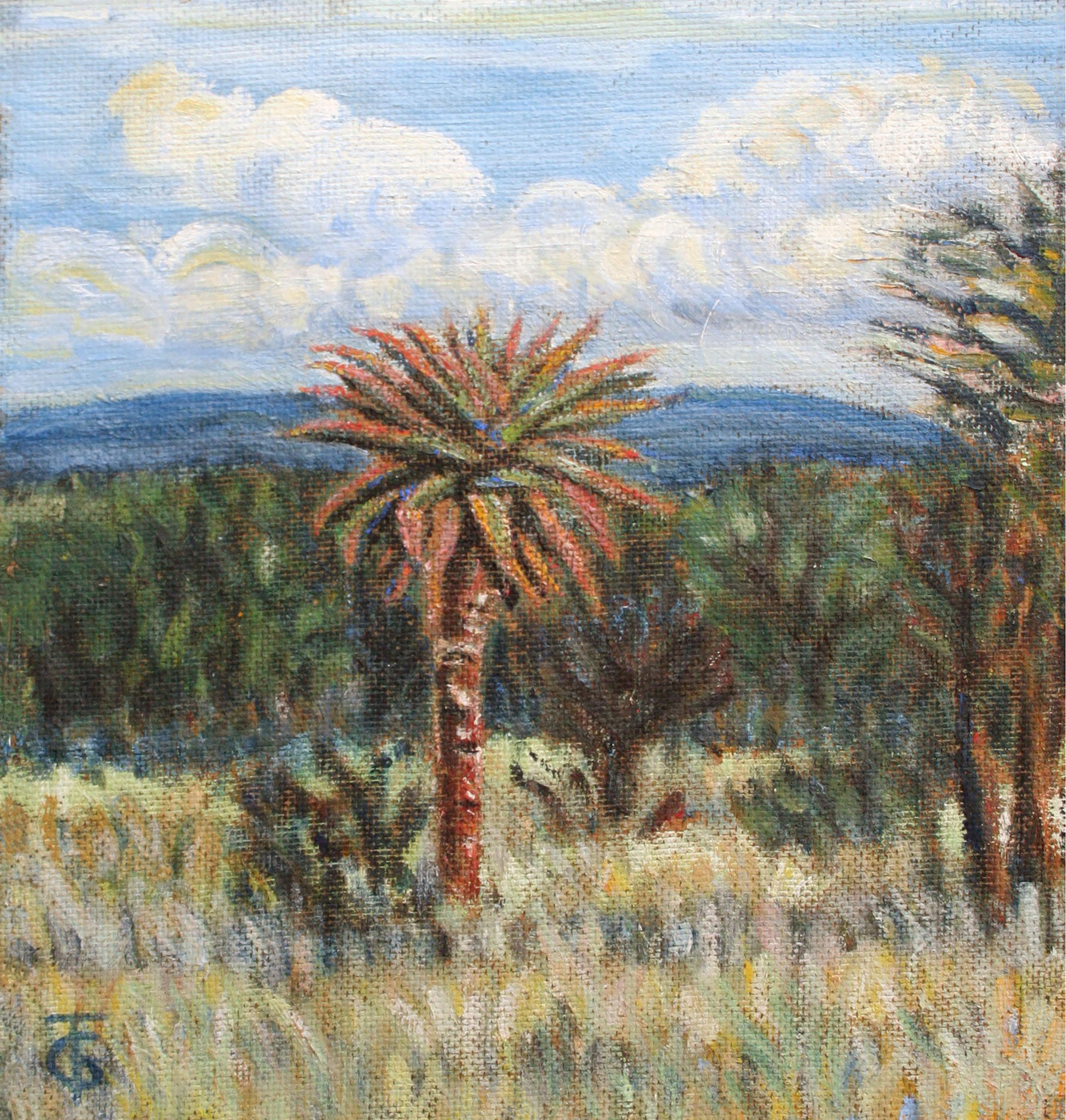Unknown Landscape Painting – Palm Springs Wüstenlandschaft aus der Mitte des Jahrhunderts