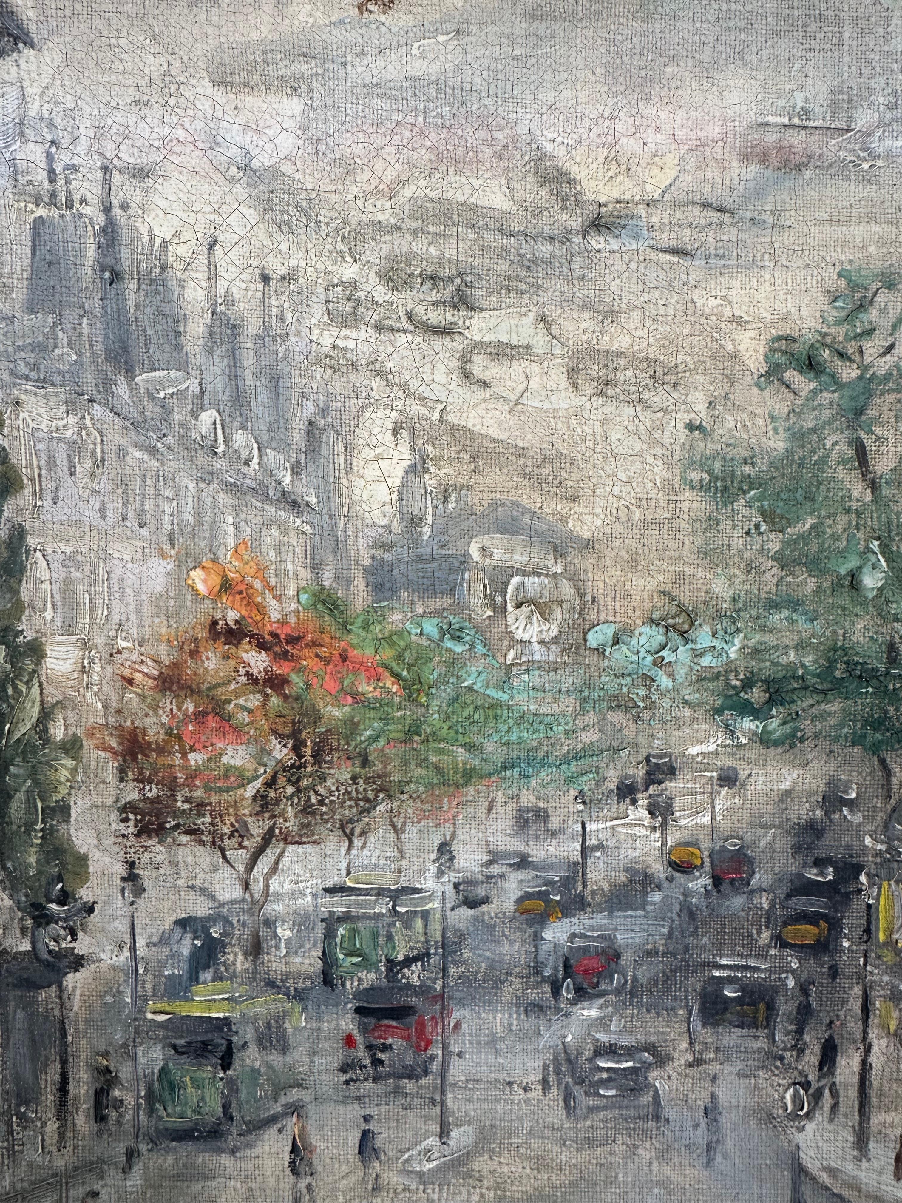 Mid-century Parisian Cityscape painting Paris For Sale 1